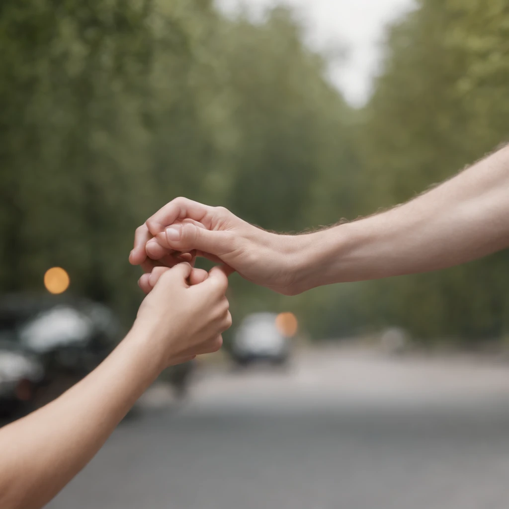 arms outstretched, as if to help someone,not having extra fingers