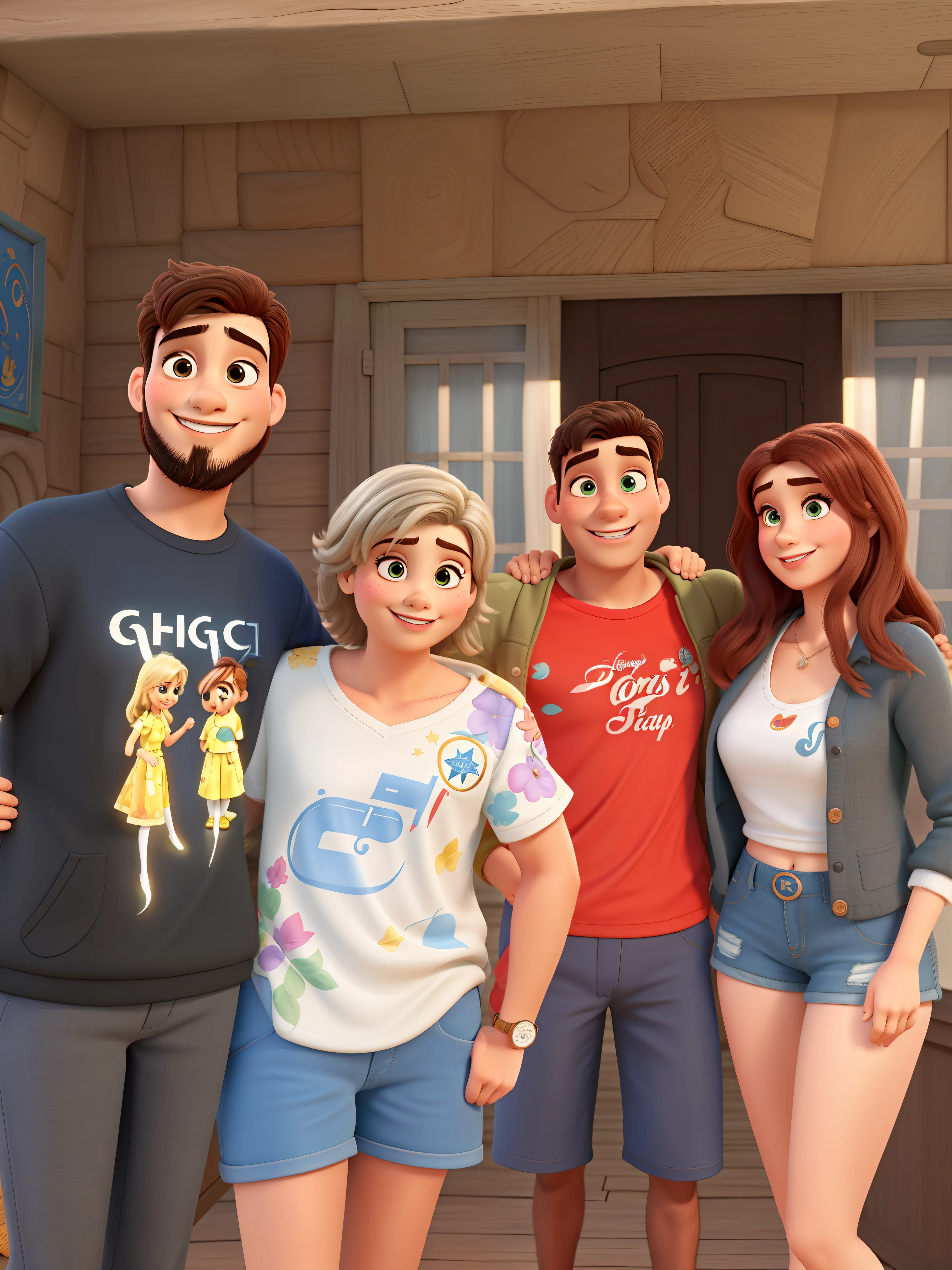 Dois homens e duas mulheres estilo disney pixar, alta qualidade, melhor qualidade