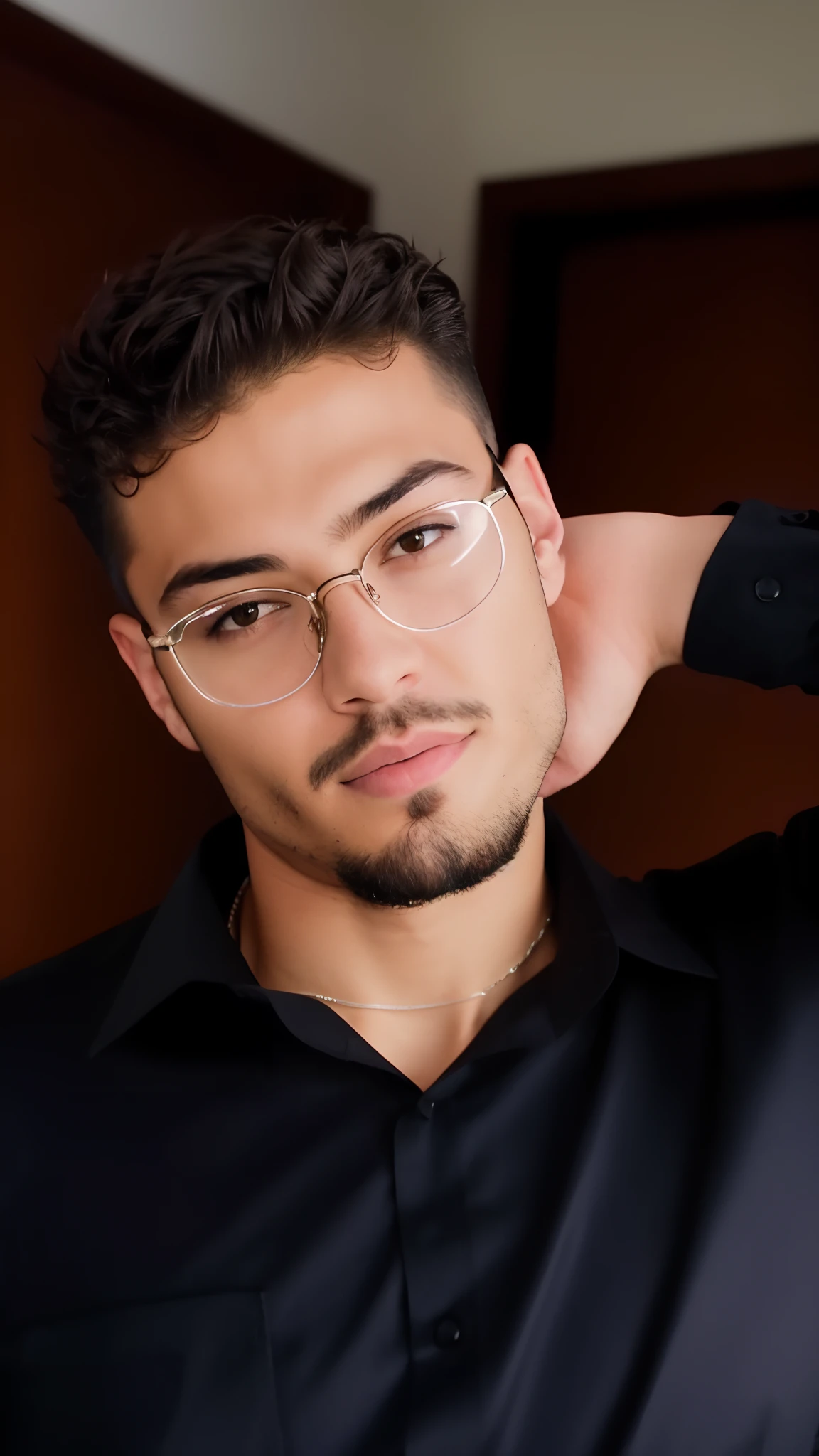 arafed man with glasses and a beard wearing a black shirt, jewish young man with glasses, foto de perfil headshot, retrato de alta qualidade, retrato headshot, retrato de closeup headshot, man with glasses, Retrato de um jovem italiano masculino, retrato profissional close-up, Cantor Maluma, foto headshot, halfbody headshot, fotografia headshot, inspirado por Dan Smith