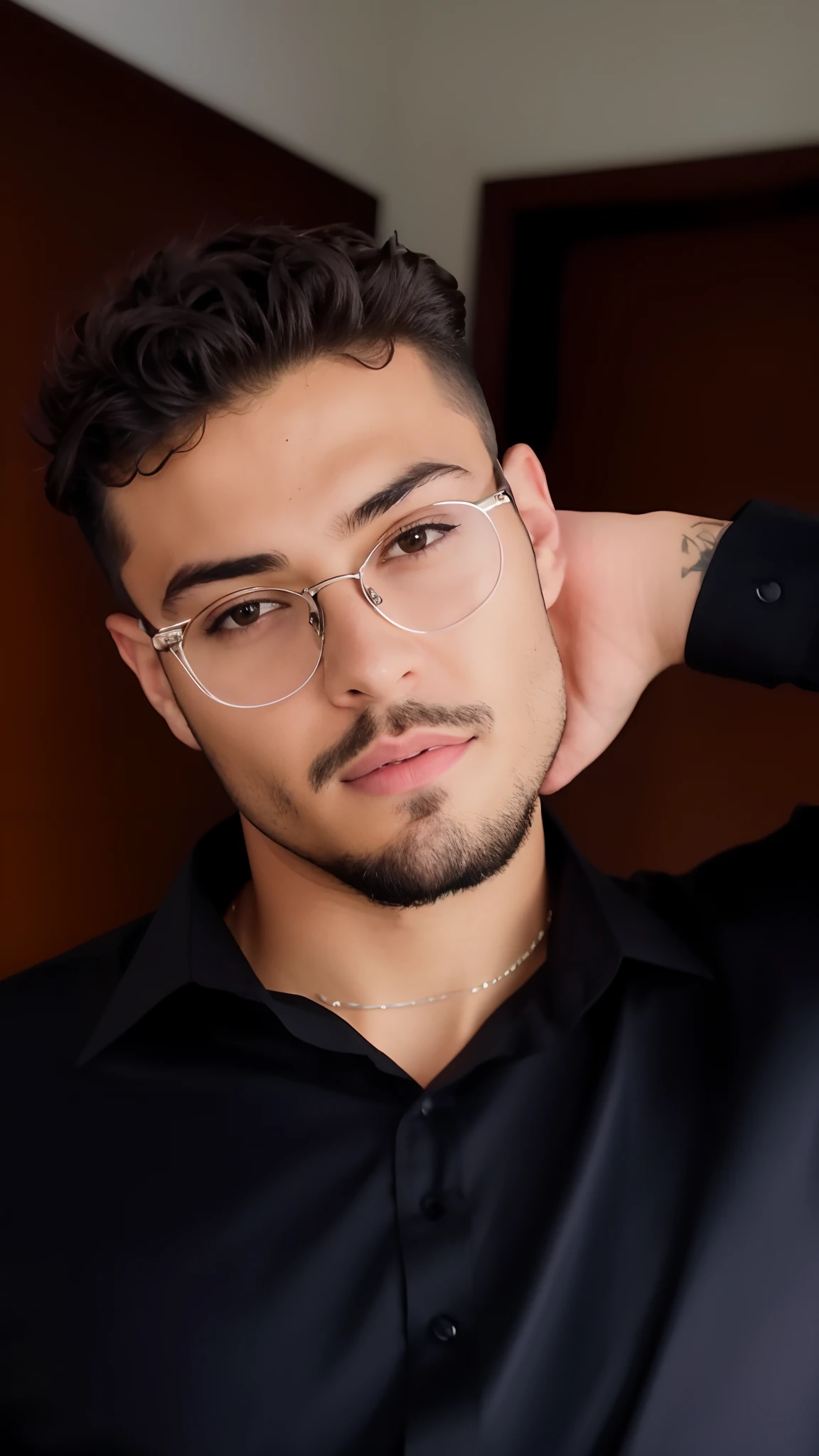 arafed man with glasses and a beard wearing a black shirt, jewish young man with glasses, foto de perfil headshot, retrato de alta qualidade, retrato headshot, retrato de closeup headshot, man with glasses, Retrato de um jovem italiano masculino, retrato profissional close-up, Cantor Maluma, foto headshot, halfbody headshot, fotografia headshot, inspirado por Dan Smith