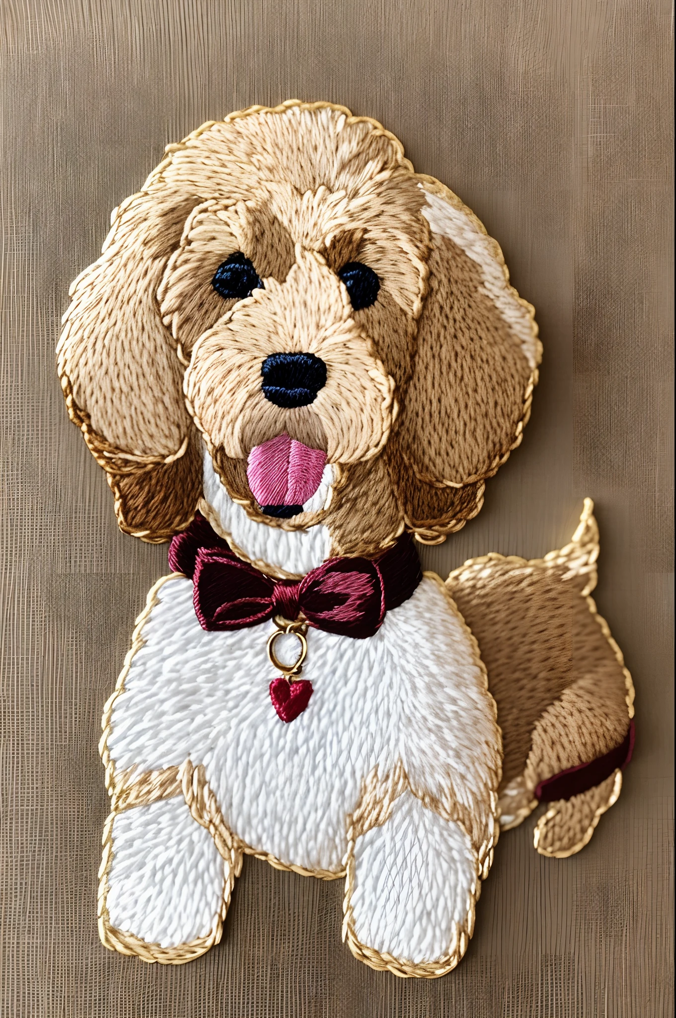 hand embroidery of a golden doodle