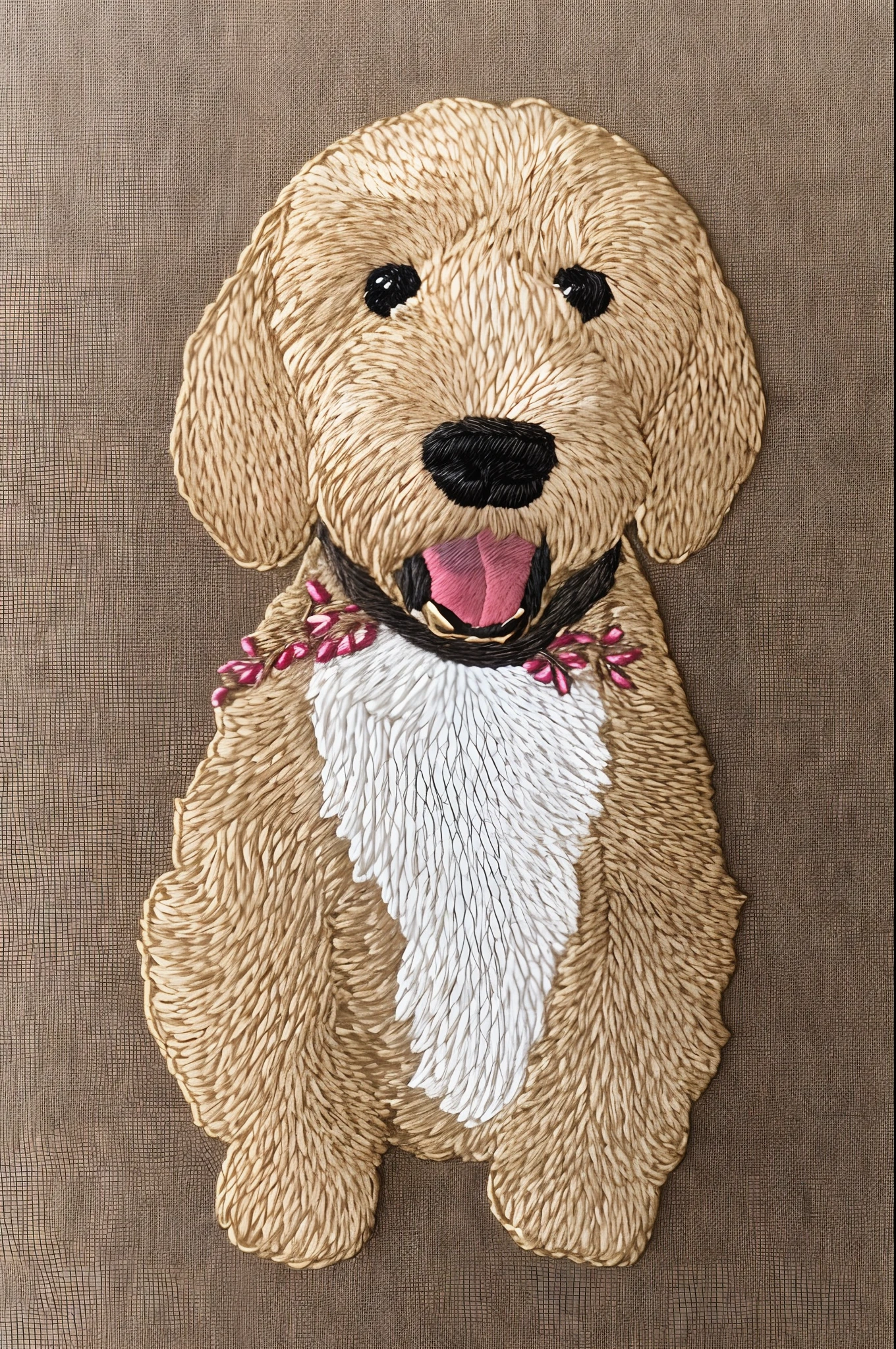 hand embroidery of a golden doodle