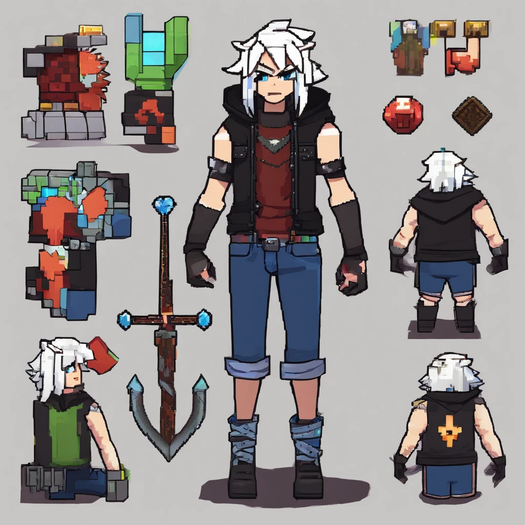 male, has Long white hair, has wolf ears, has wolf tail, has blue eyes, wearing denim short shorts, thigh high fishnets, black combat boots, wearing cropped black hoodie, flat chest, super flat chest, solo femboy, only one femboy ((FLAT CHEST)) (ALONE)(SOLO) Alone, solo, wide hips, thicc thighs, male, is male
