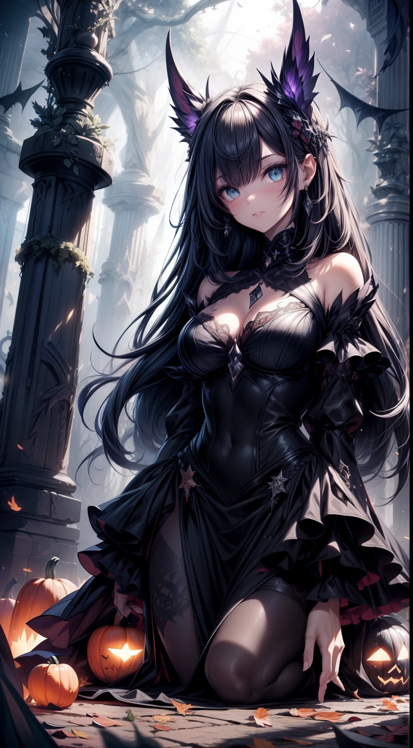 (best quality,4k,8k,highres,masterpiece:1.2),detailed and vibrant pumpkin lanterns,creepy atmosphere,hauntingly beautiful colors,moody lighting,meticulously carved pumpkins,spooky shadows between the pumpkins,artistic and eerie ambience,dark and mysterious backdrop,magical and enchanting vibe,immersive experience,hazy moonlight filtering through the trees,stars twinkling in the sky,crisp autumn leaves on the ground,whispering winds gently rustling through the garden,ethereal fog creating an otherworldly feel,hidden secrets waiting to be discovered,captivating and spellbinding scene,spellbinding and spine-chilling artwork,immersive and haunting masterpiece.