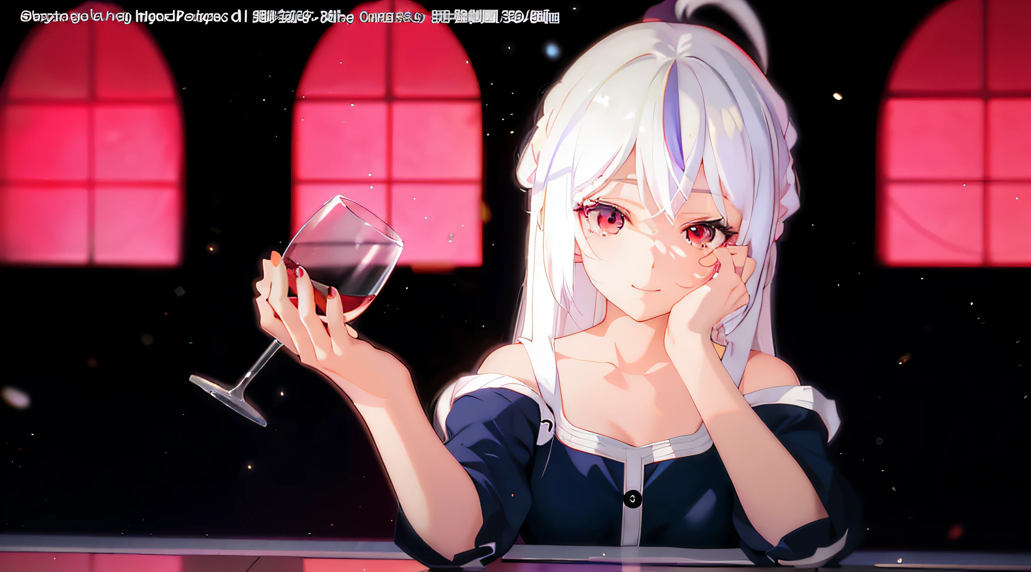 Photorealistic、Highest quality、Highest Resolution、Highest quality、8K、Beautiful woman、smile、Smile、looks fun、bar、wine、cheers