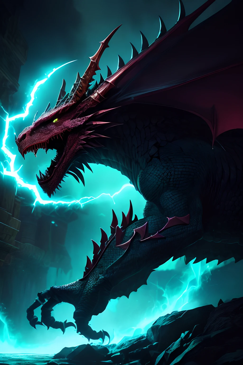 (papel de parede 8k extremamente detalhado), An average photo of a dark dragon necromancer, intrincado, alto detalhe, Dramatic