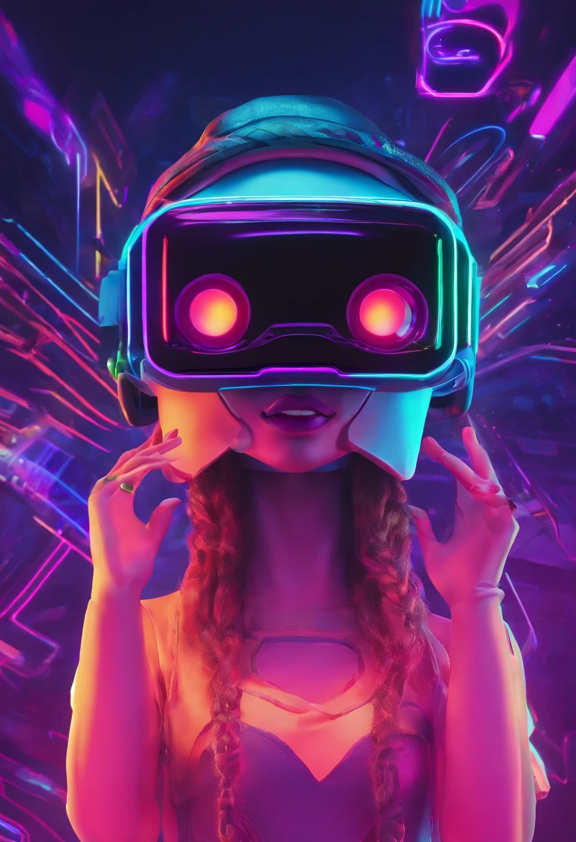 (best quality,4k,8k,highres,masterpiece:1.2),ultra-detailed,(realistic,photorealistic,photo-realistic:1.37),A meta quest 2 vr headset on an enderman style cartoon characters round head,3D rendered,illustrated,extremely detailed cartoonish character with a round head,friendly and mischievous expression,Enderman features,glowing purple eyes and mouth,slender arms and legs,dark grey skin tone,holding the VR headset with excitement,headset with futuristic design,black and white color scheme,with glowing neon lights,immersive virtual reality experience,vibrant and vivid colors,soft shading and smooth textures,studio lighting effect,subtle reflections and shadows,bokeh background,playful and whimsical atmosphere
