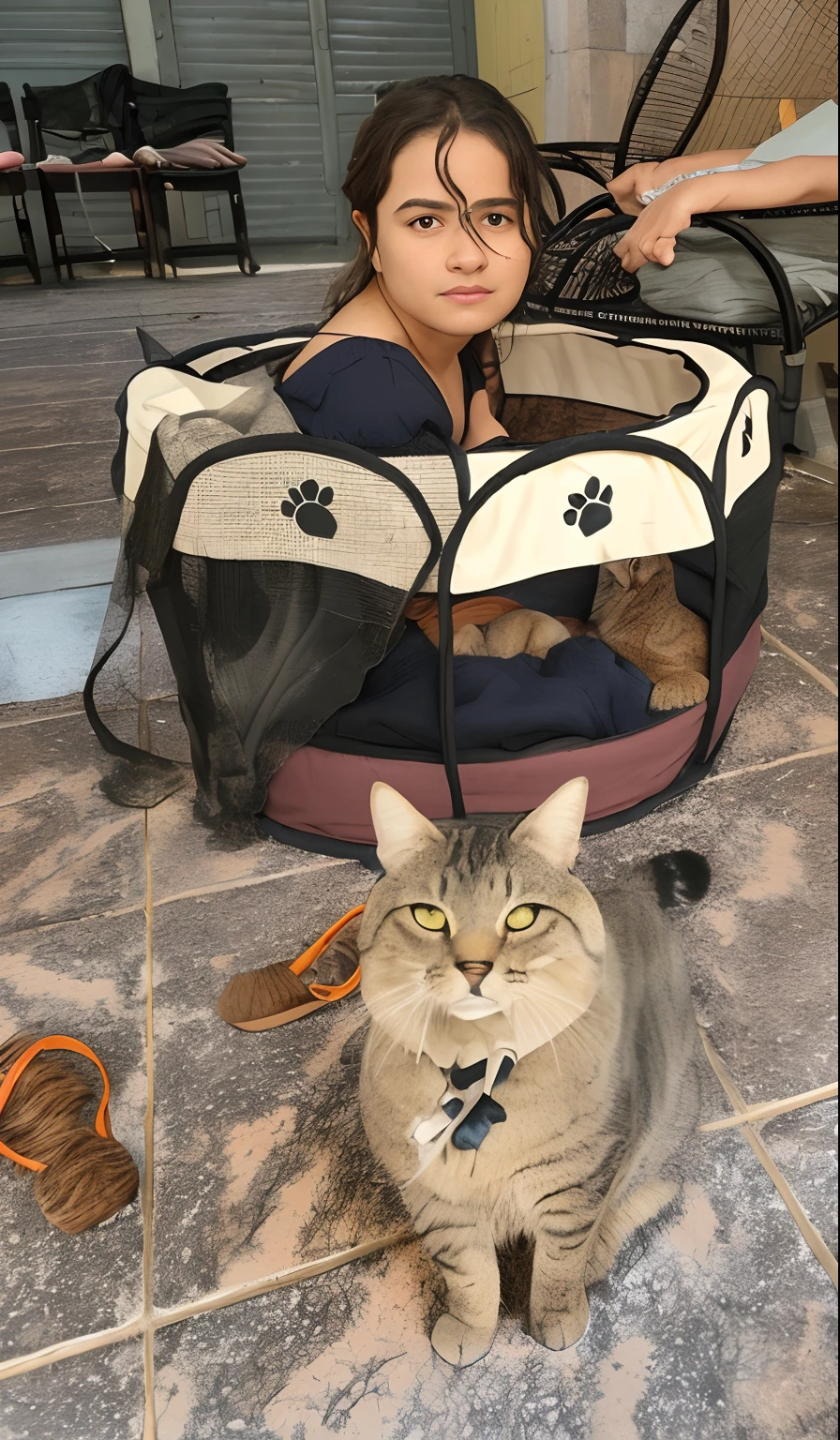 mulher sentada em uma gaiola de gato com um gato ao lado dela, there is a cat next to her, Directed by: Emma Andijewska, by Gina Pellón, com gato pequeno no colo, Directed by: Judith Gutierrez, Directed by: Teresa Fasolino, Directed by: Pamela Drew, Directed by: Zofia Stryjenska, Directed by: Aleksander Kotsis, Directed by: Samuel Silva