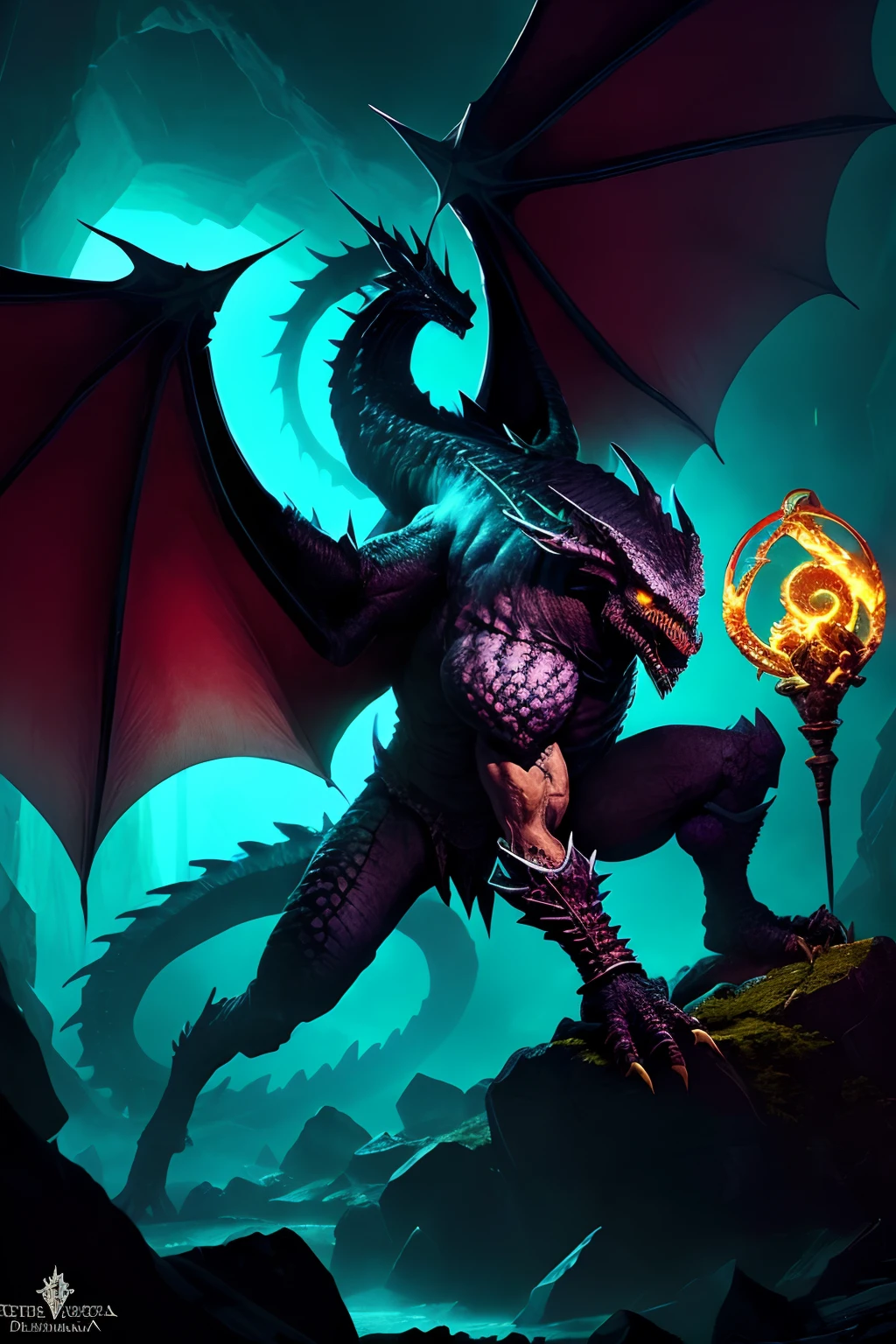 (papel de parede 8k extremamente detalhado), An average photo of a dark dragon necromancer, intrincado, alto detalhe, Dramatic