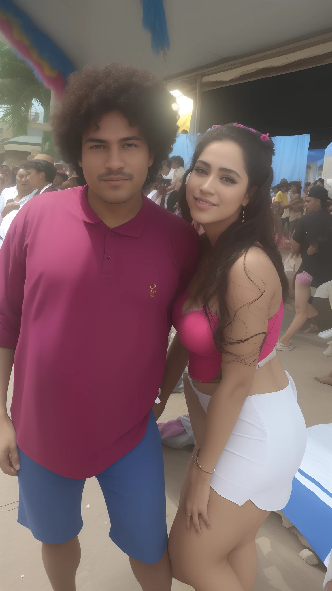 there is a man and a woman posing for a picture, Carnaval de Barranquilla, andrea rocha, Sidney Lugo, Marischa Becker, Directed by: Willian Murai, por Veno Pilon, salvador, Frank Franzzeta e Sakimichan, Parece Fabiula Nascimento, fernanda suarez, david rios ferreira