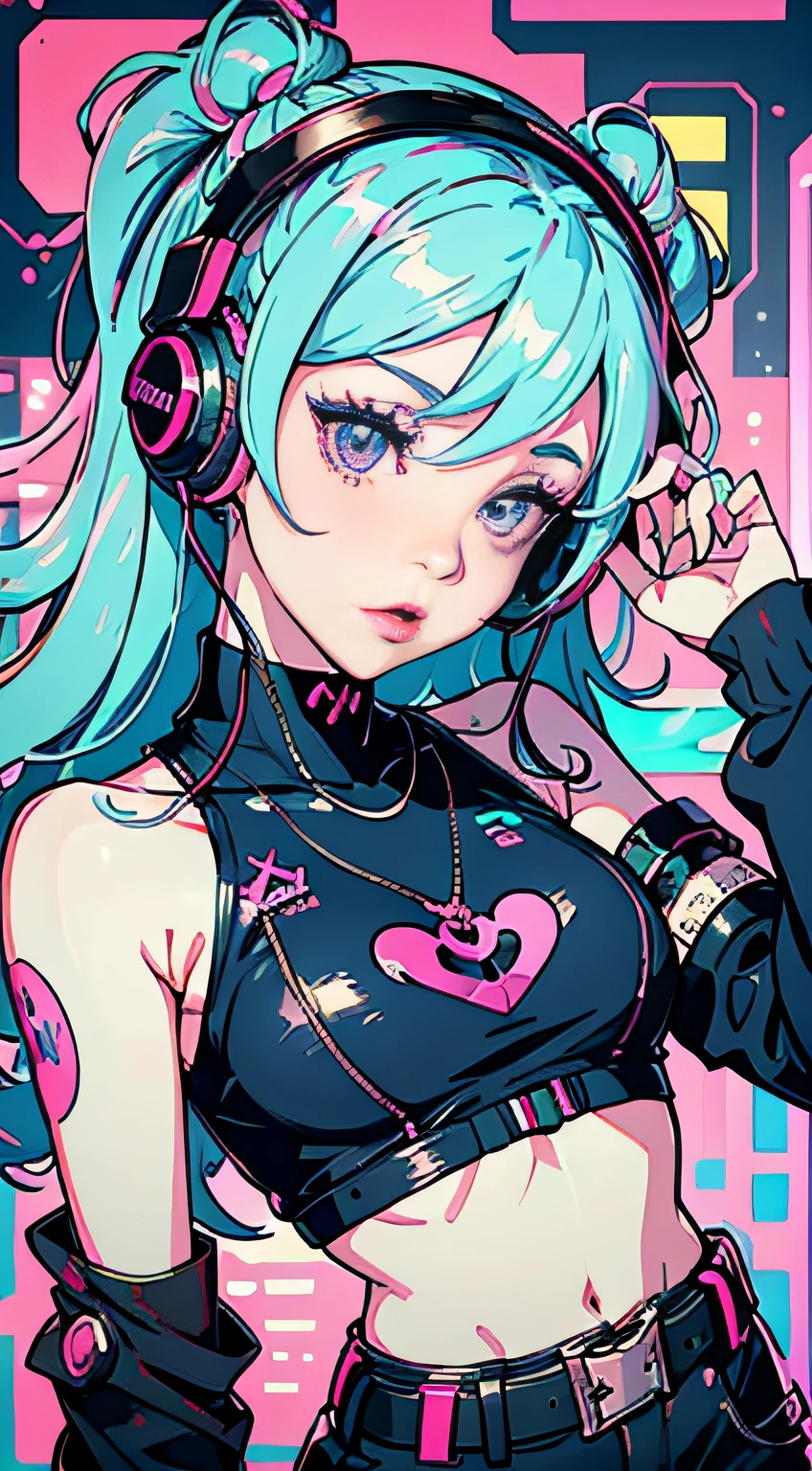 arafed girl with blue hair and headphones holding a pink toy, belle delphine, pastel goth aesthetic, gamer aesthetic, e - girl, e-girl, pastel goth, has cyberpunk style, aesthetic cyberpunk, cyber aesthetic, in cyberpunk style, in cyberpunk aesthetic, very aesthetic!!!!!!, twitch streamer, dreamy cyberpunk girl, 8 0 s anime vibe