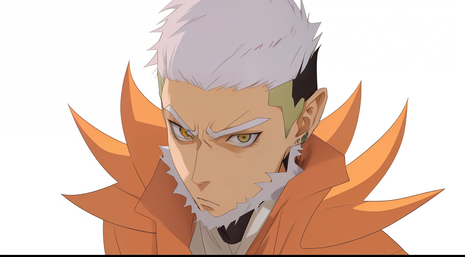personagem de anime com cabelo branco e jaqueta laranja olhando para baixo, Koda Kazuma, personagem de anime masculino, Coringa se parece com Naruto, inspirado em Kamisaka Sekka, personagem de anime, dor de naruto, de naruto, Riichi Ueshiba, jovem homem de anime, Coringa como Naruto, Vetor Anime sombreado, personagem estilo anime, Kazuma Kaneko, Ohararyu