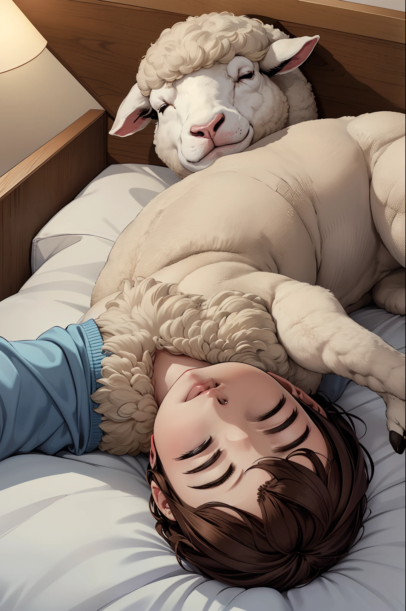 sheep man cool pillow sleeping face down