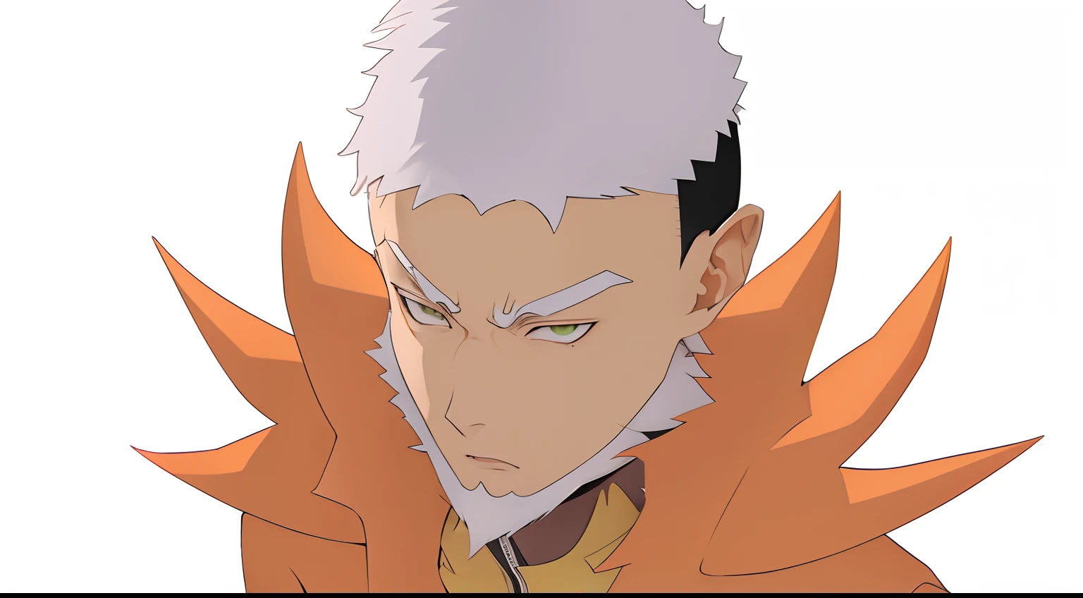 personagem de anime com cabelo branco e jaqueta laranja olhando para baixo, Koda Kazuma, personagem de anime masculino, Coringa se parece com Naruto, inspirado em Kamisaka Sekka, personagem de anime, dor de naruto, de naruto, jovem homem de anime, Riichi Ueshiba, Coringa como Naruto, Vetor Anime sombreado, personagem estilo anime, Kazuma Kaneko, Ohararyu