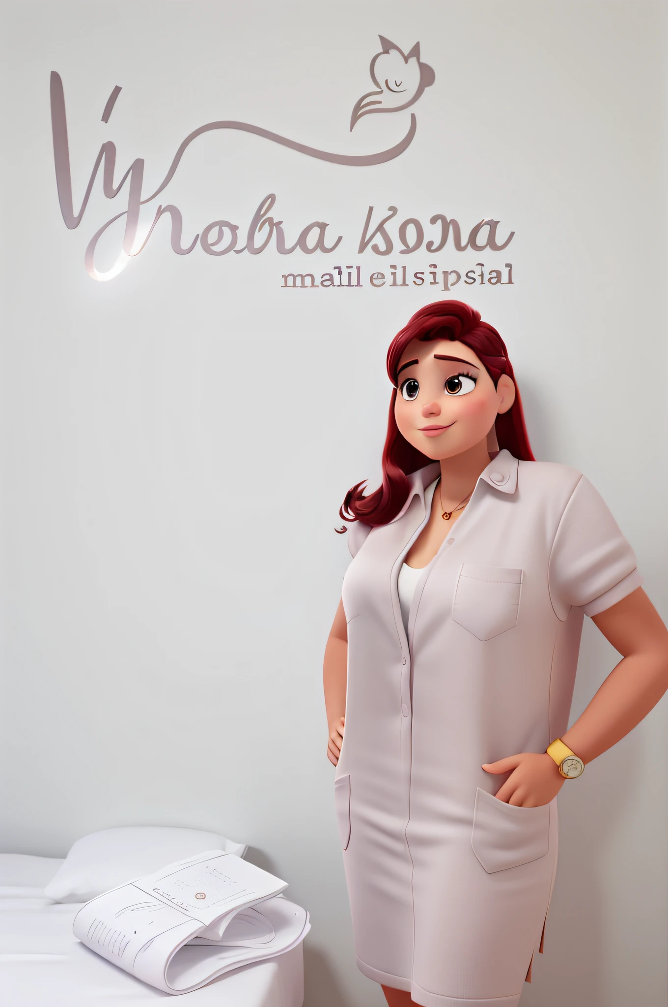 uma mulher massagista,cabelo vermelho estilo disney pixar,alta qualidade,melhor qualidade