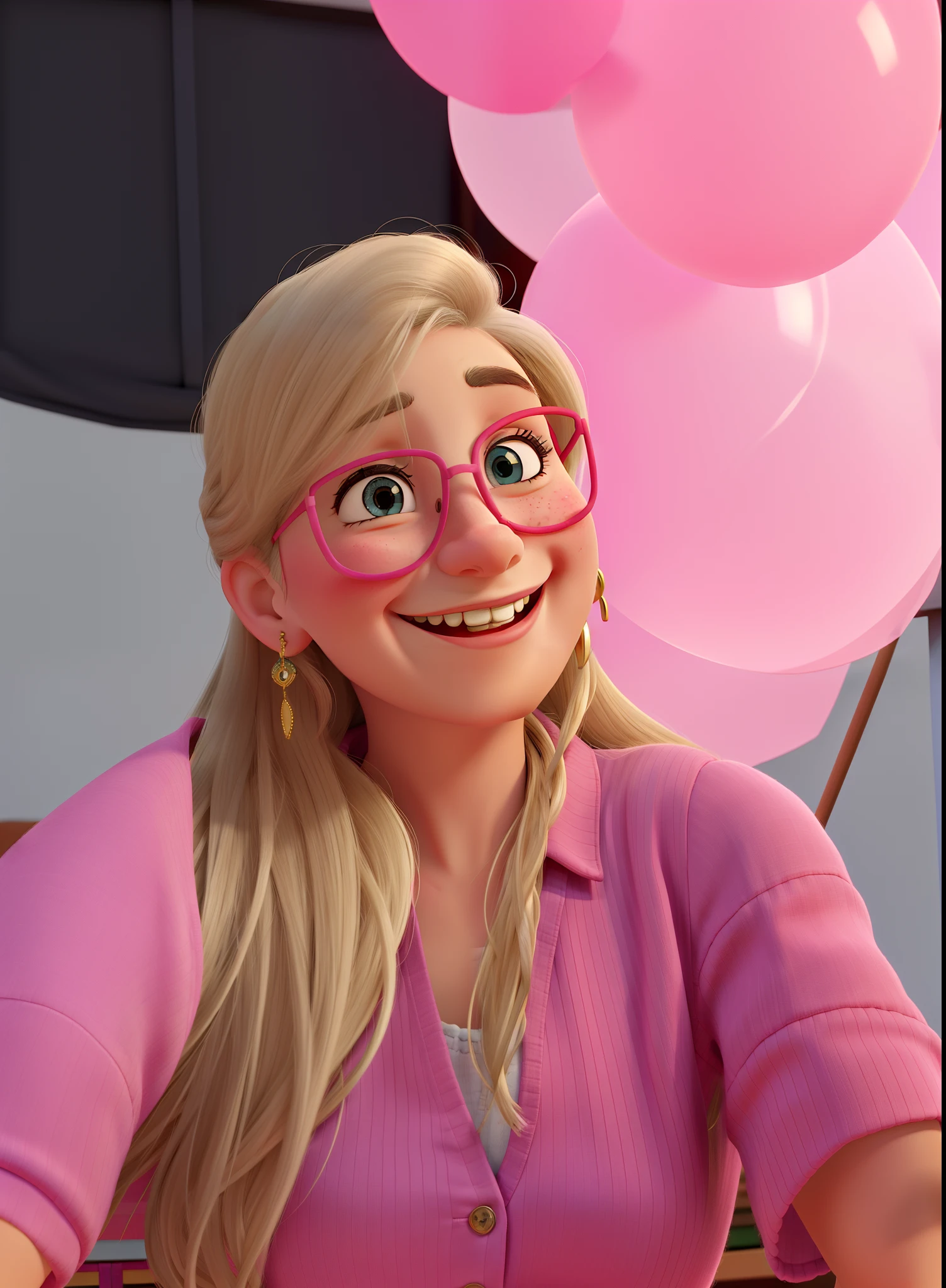 A cheerful and friendly woman celebrates her success at a craft fair