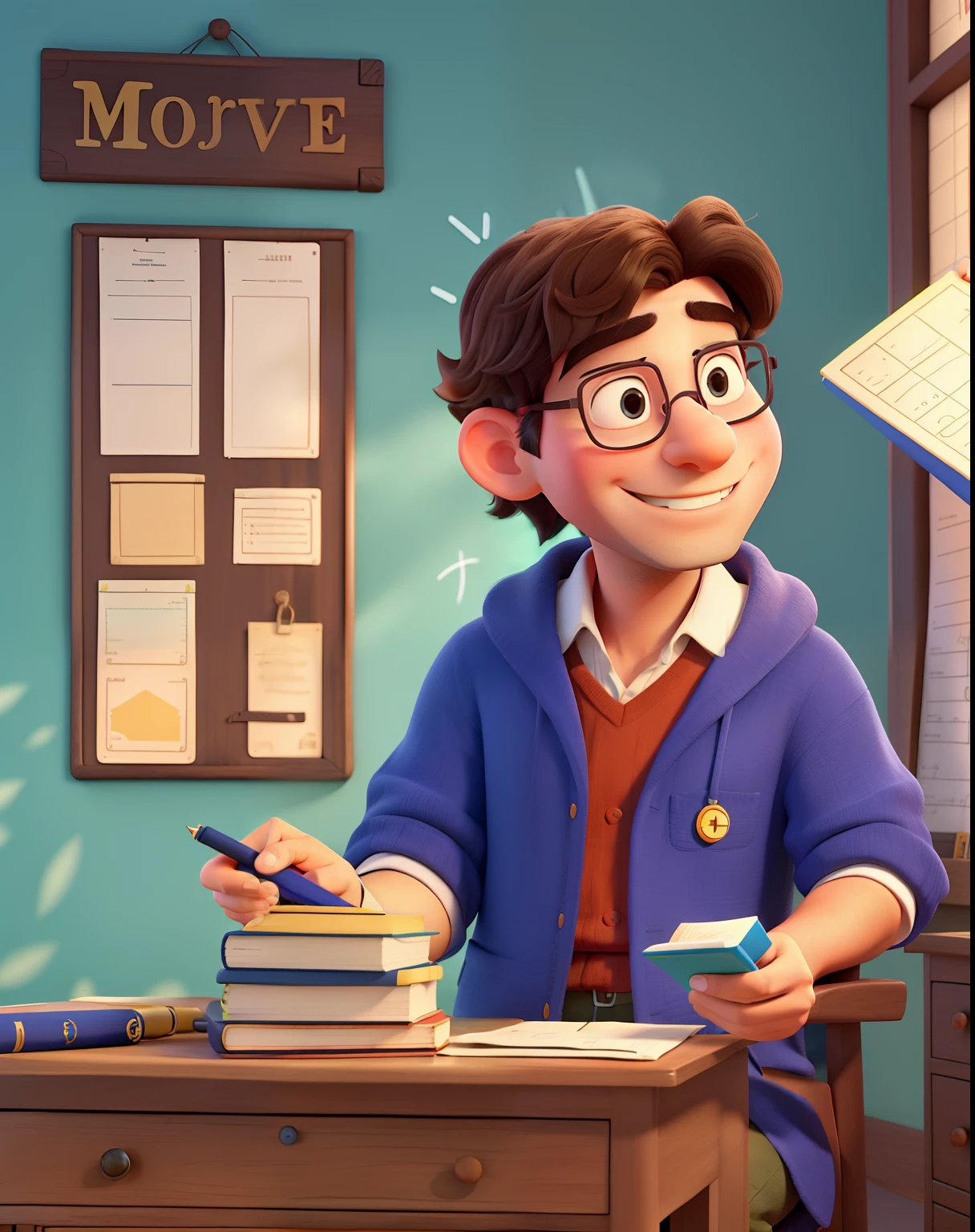 Um professor de matematica em poster disney