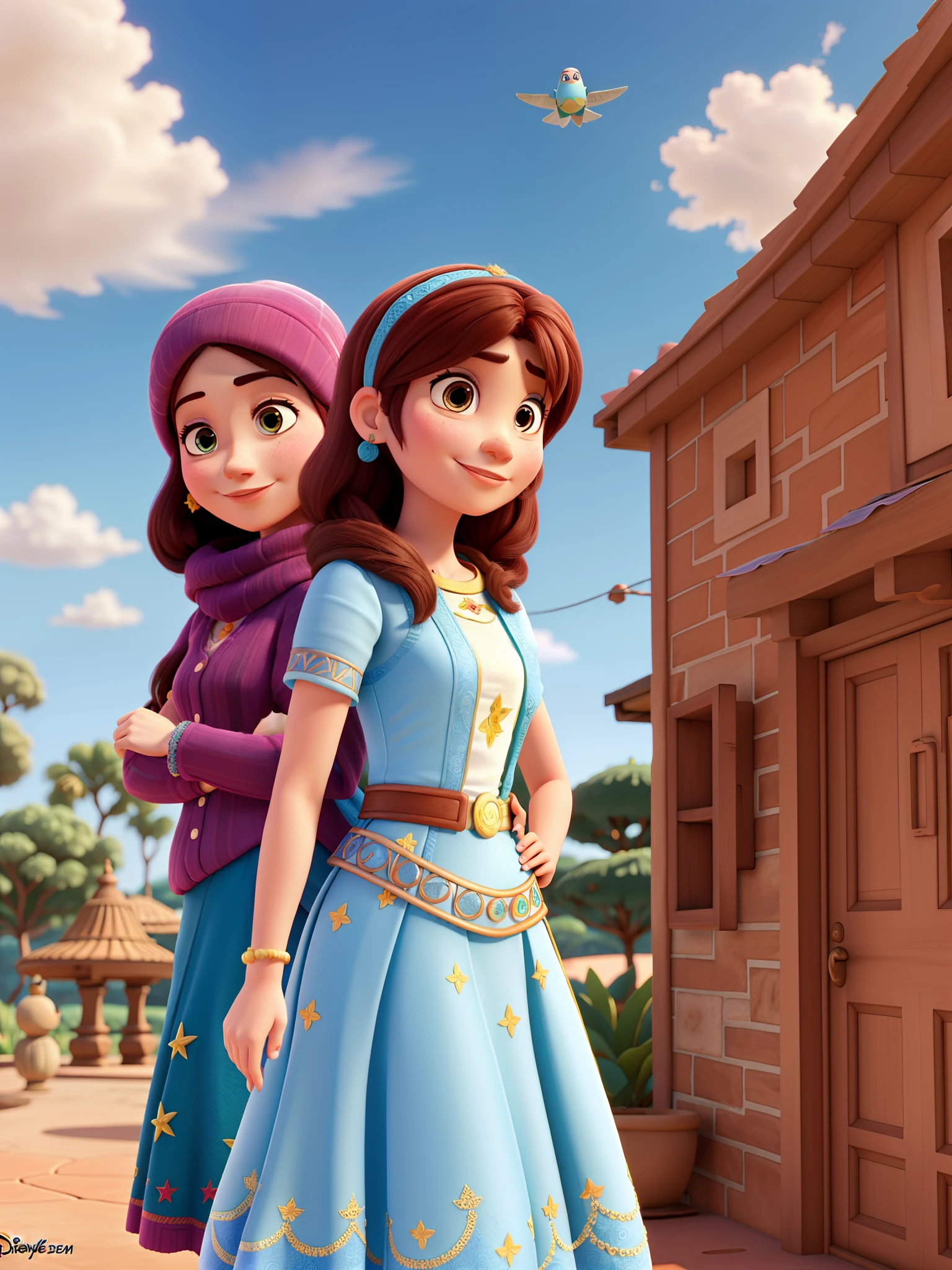 Duas mulheres estilo disney pixar