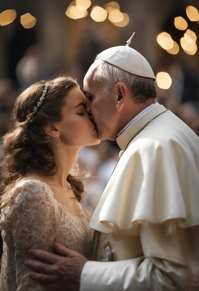 It creates a very realistic image of Pope Francis kissing a girl on the mouth.