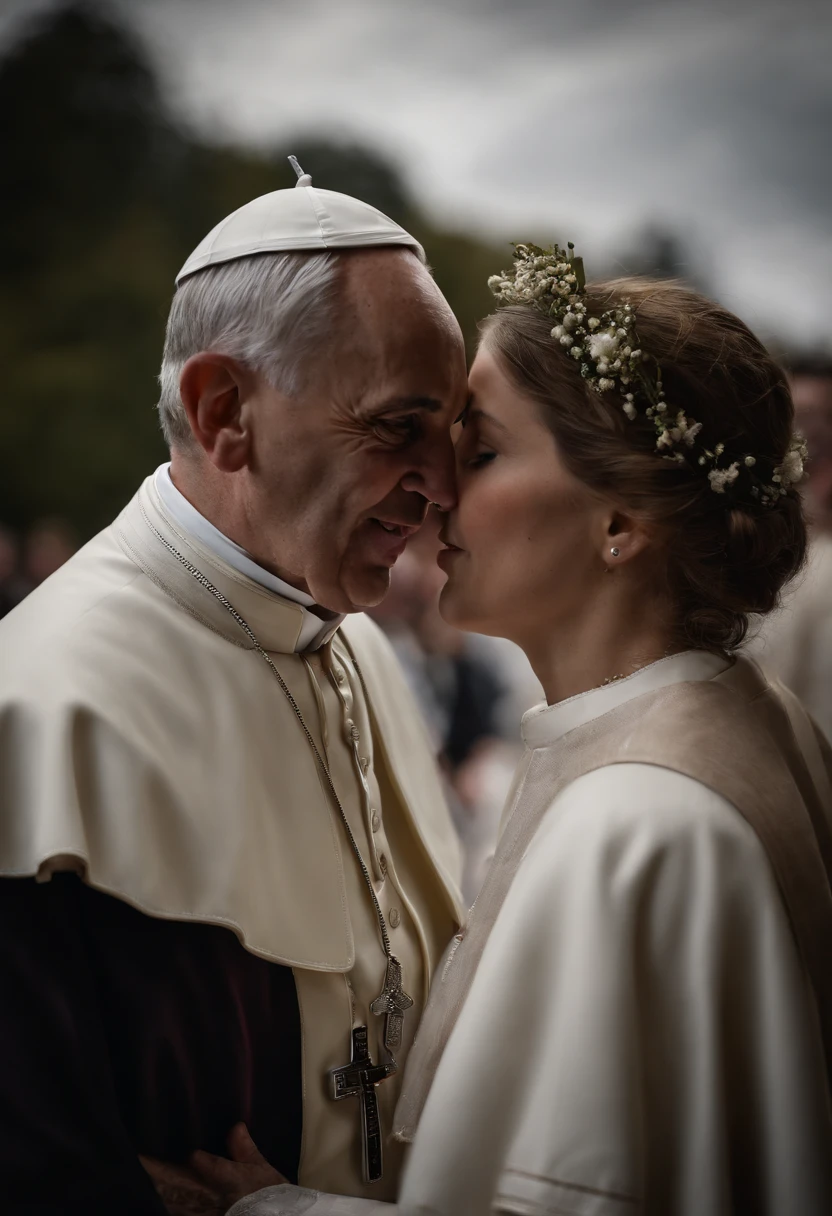 It creates a very realistic image of Pope Francis kissing a girl on the mouth.