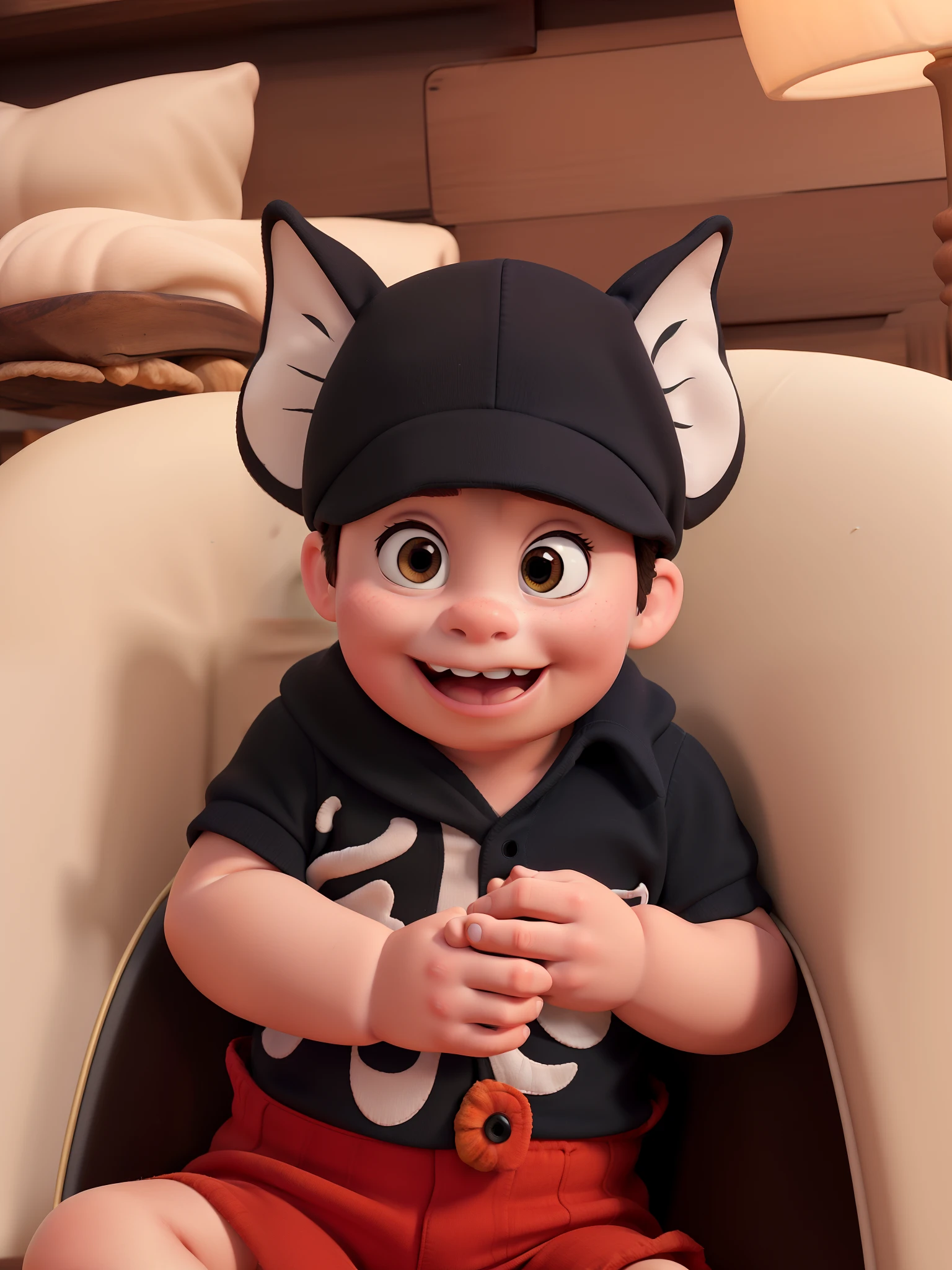 masterpiece, best quality, a baby Disney pixar wearing Halloween clothes