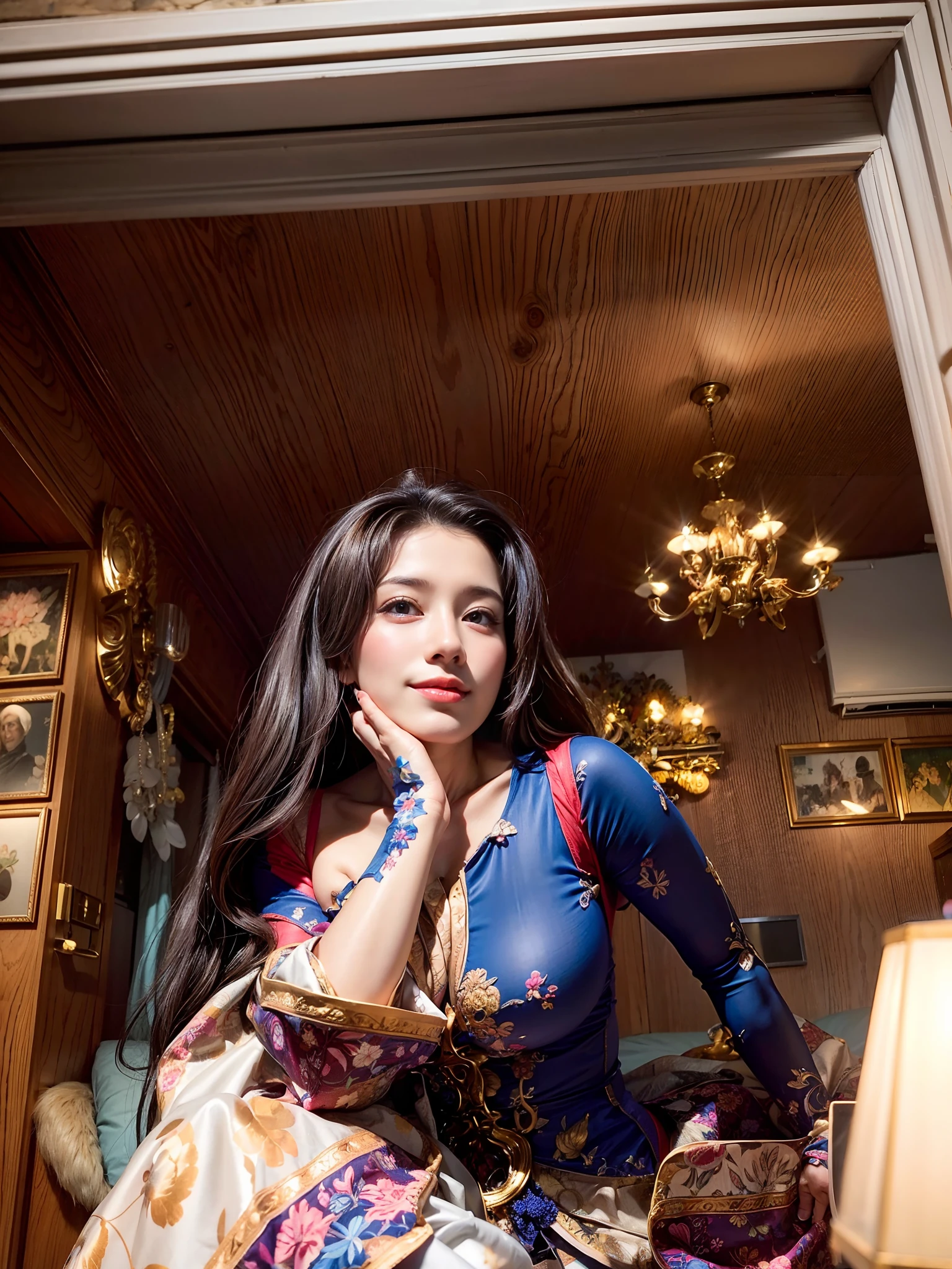 ((ung and beautiful girl: 1.4)), (8K, Raw photography, Best Quality, masutepiece: 1.2), high-definition RAW color photography, Professional Photography, Cinematic Light, (Fine face: 1.2), (masutepiece: 1.5), (Highest Quality: 1.2), (Smile: 1.2), (Naked: 1.2), ((cleavage: 1.2)), (Beautiful Large Breasts:1.5), Ponytail, an lingerie, No bra, , (cameltoe details), Spread your legs apart, Pleasure, feels good, Opening Mouth,