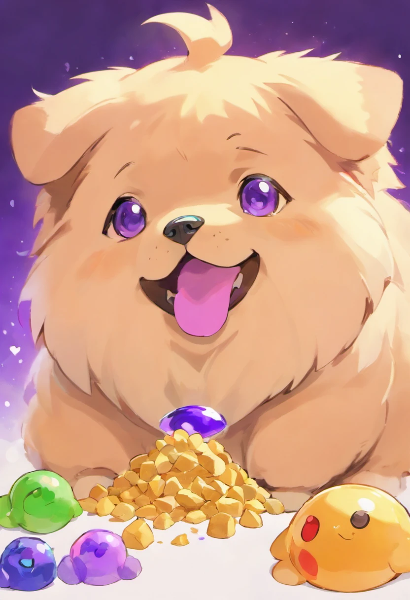 Make a dog chow chow with purple tongue