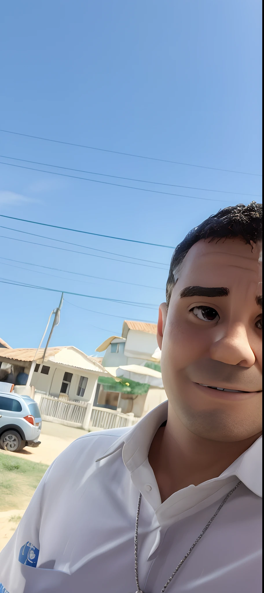 Homem branco feliz na casas bahia ao fundo um quadro escrito: Filial 1558 Meta Batida em alta qualidade estilo poster disney pixar