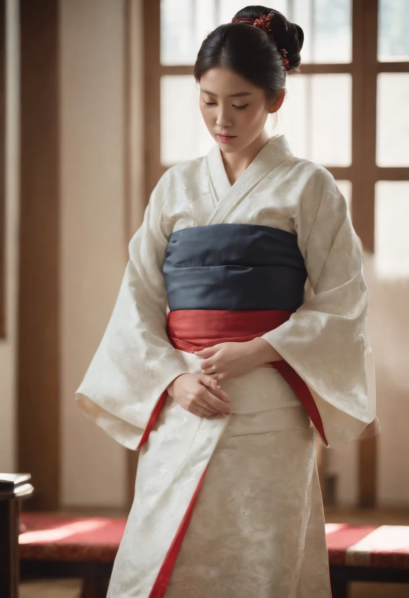(8k, best quality, master part, Ultra High Definition: 1.2),quimono,Japanese room,Hakama,corpo inteiro