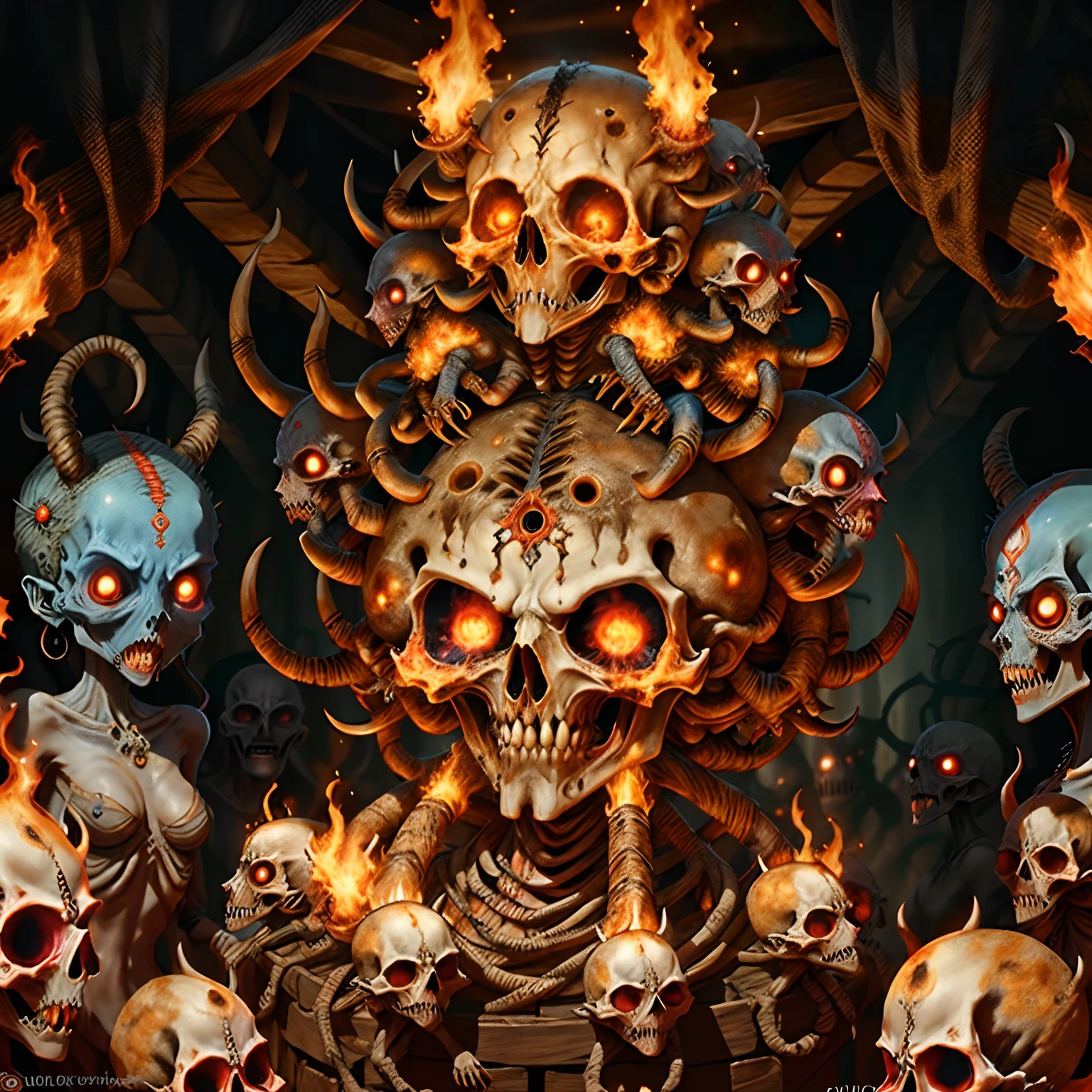 CALAVERAS CATRINAS EN EL INFIERNO