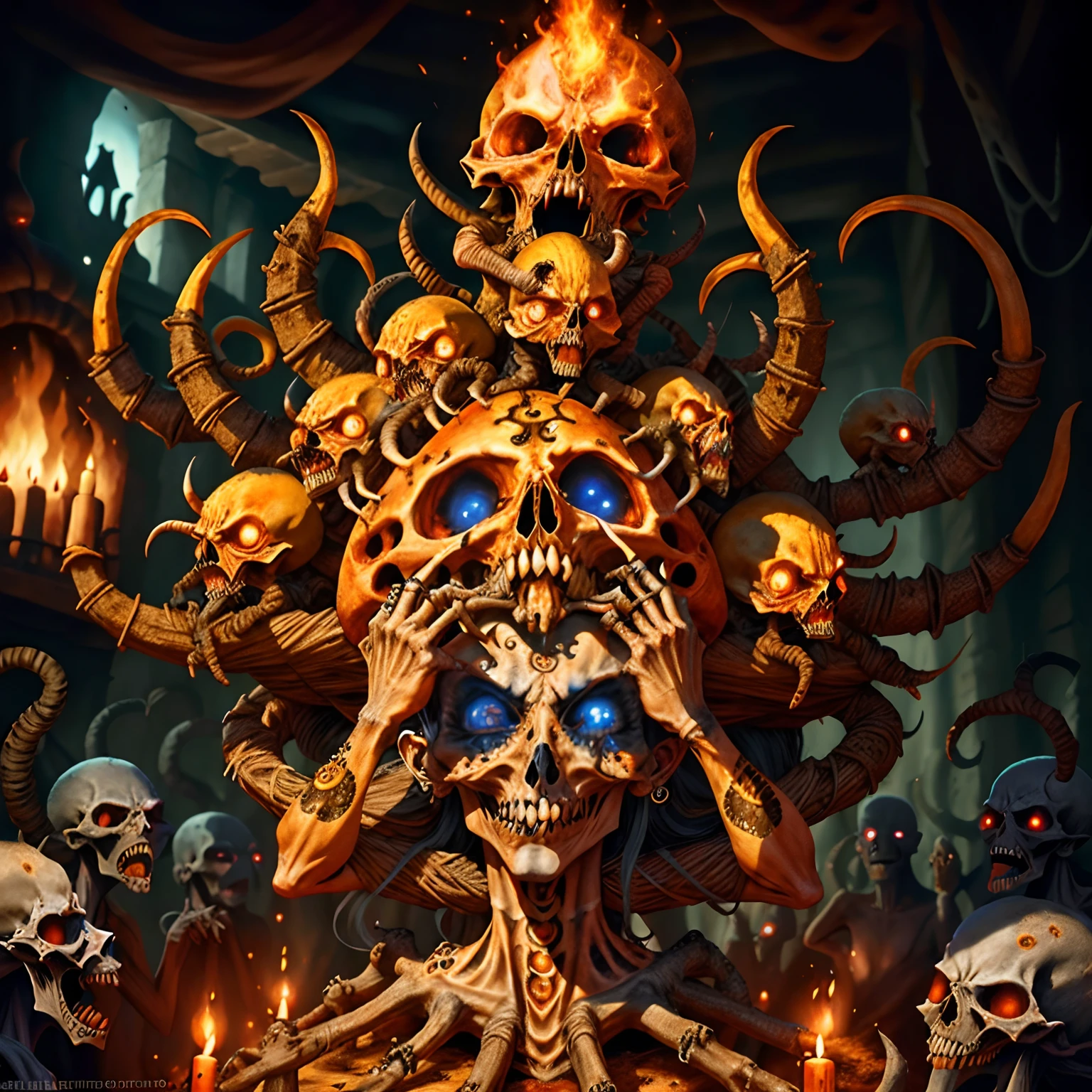 CALAVERAS CATRINAS EN EL INFIERNO