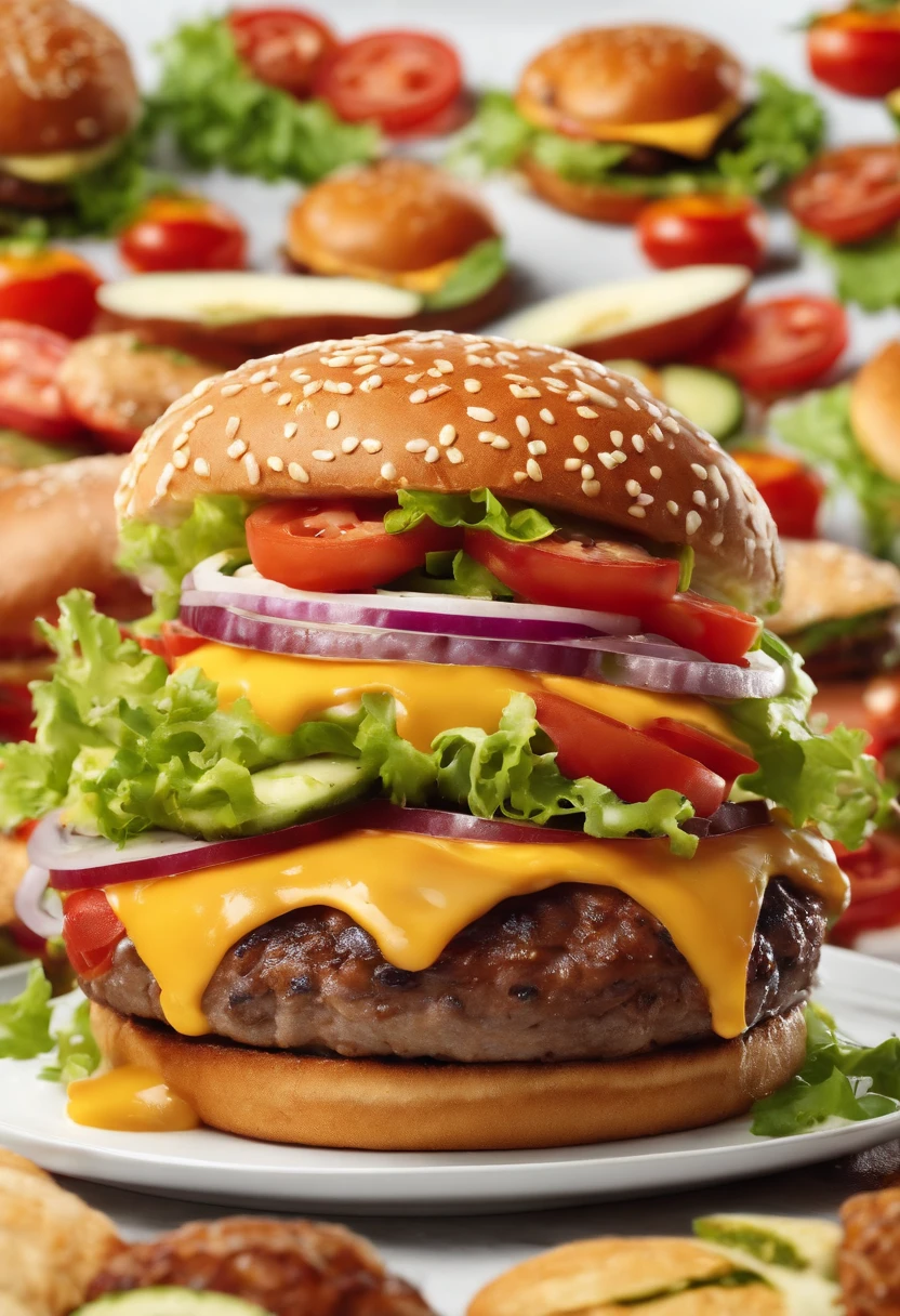 Big burger 4K hd with white background