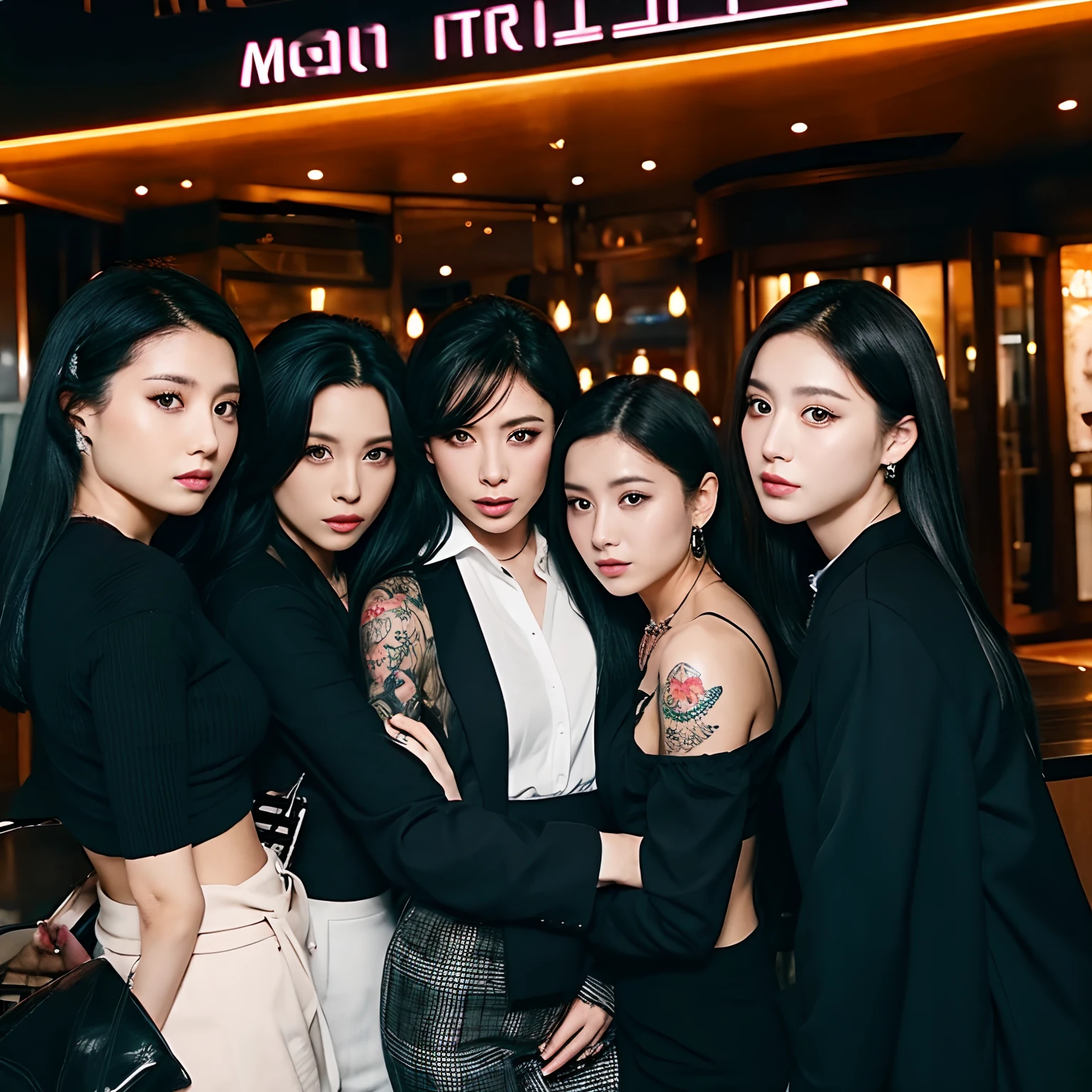 mobster 4 females A dark-haired The tattoo