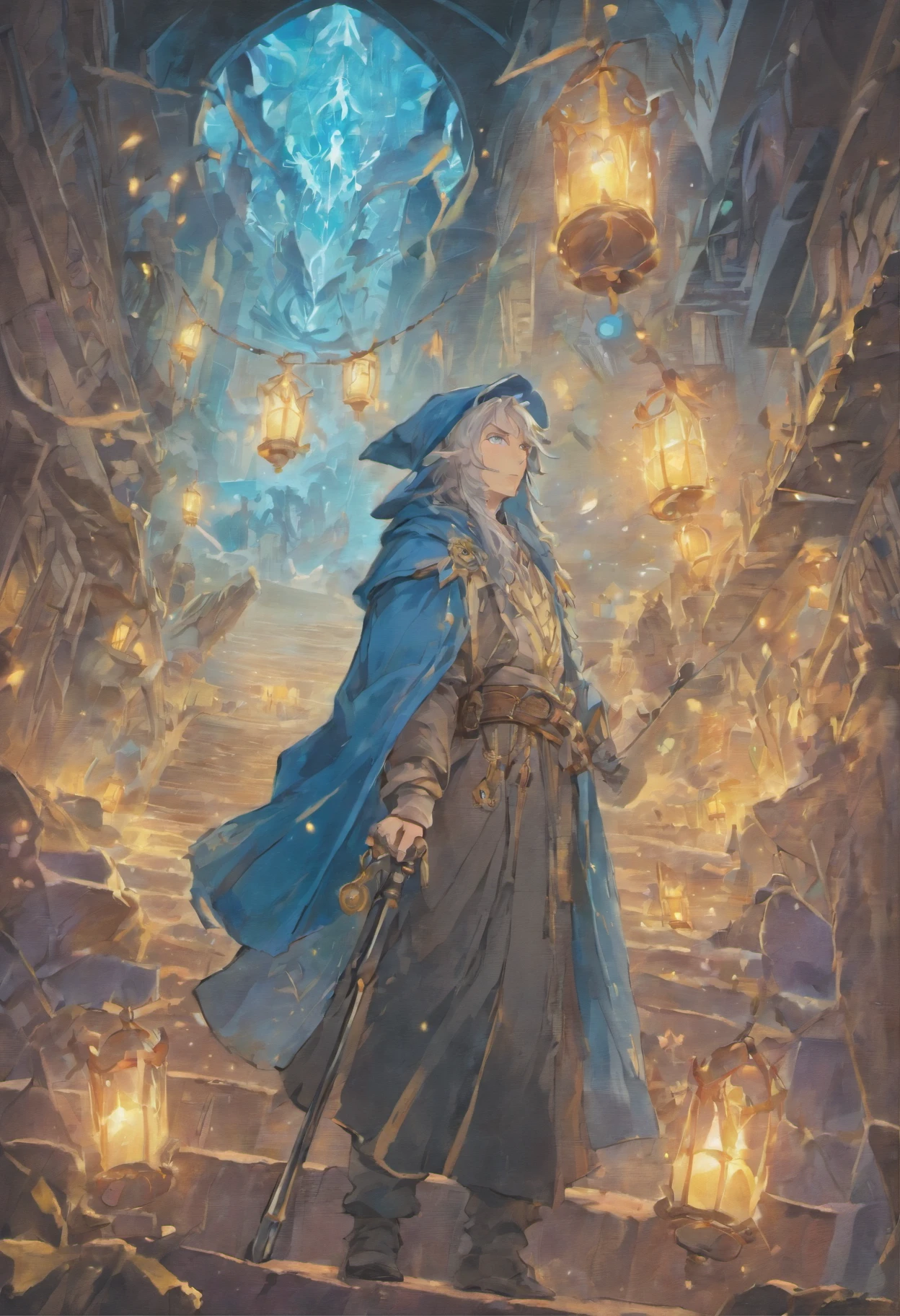 PetrPavel como um Mago, em uma madeira, Cosplay de Gandalf, Cabo Azul, blue hat