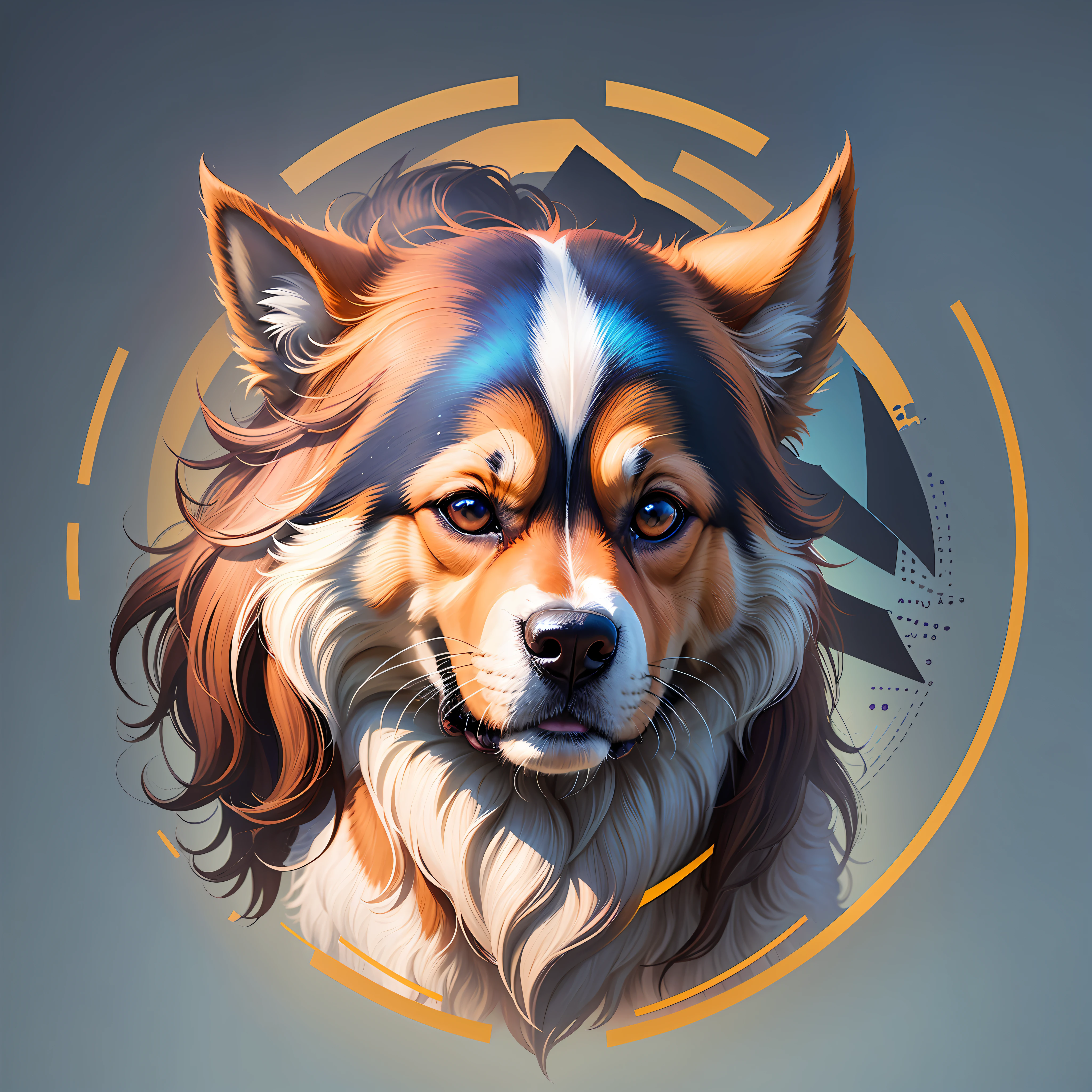 Create vector logo, dog, front face, outlined, centered design, Leonardo Difusion reference, Midjourney reference, 8k resolution, Graphics Engine 5, 3D image, full frame - --auto --s2