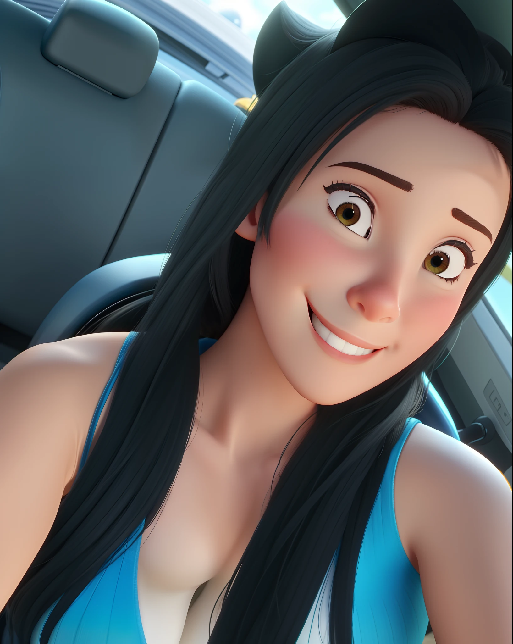 Gere uma linda mulher sorindo da Disney pixar, alta qualidade, melhor qualidade