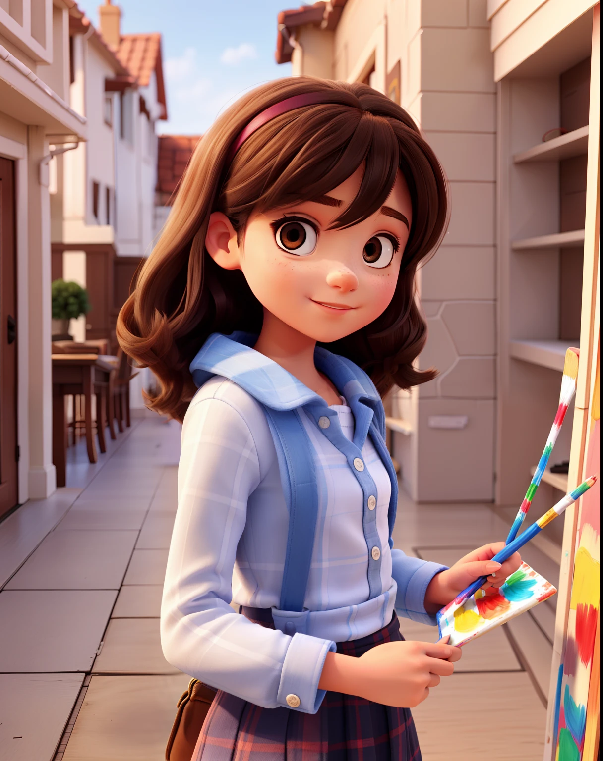 A young girl painting