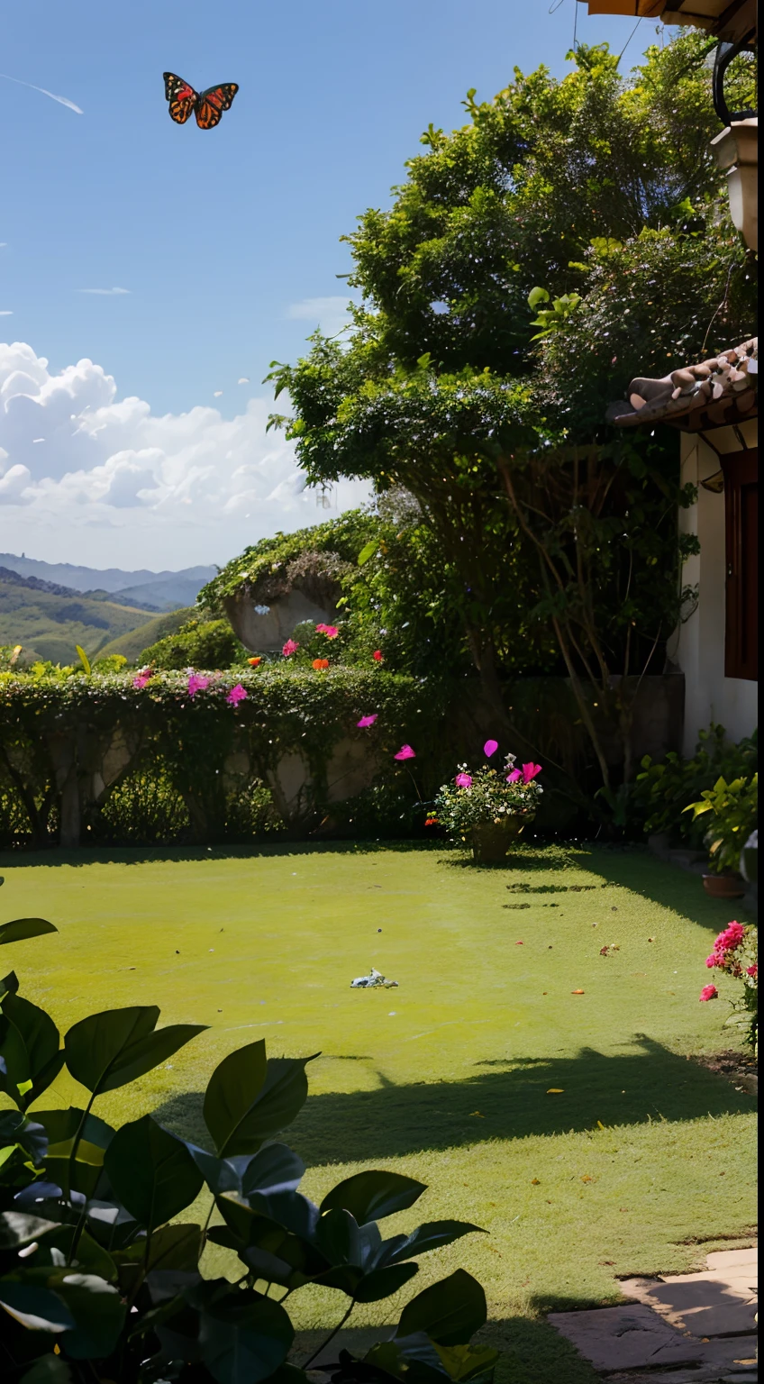Jardim encantado na sosa, with various colorful butterflies