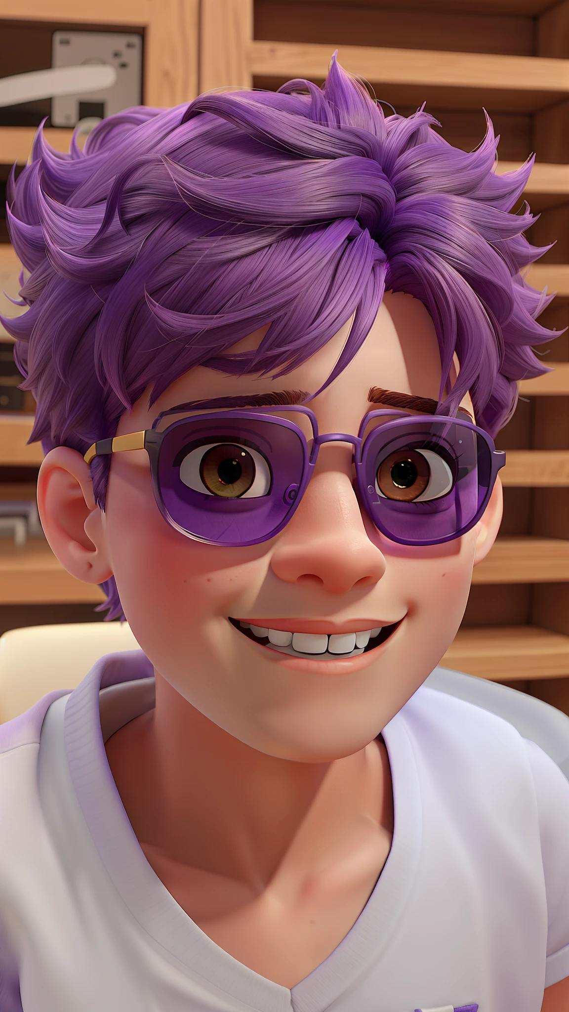barnet, 8 anos, Sunglasses and purple hair..