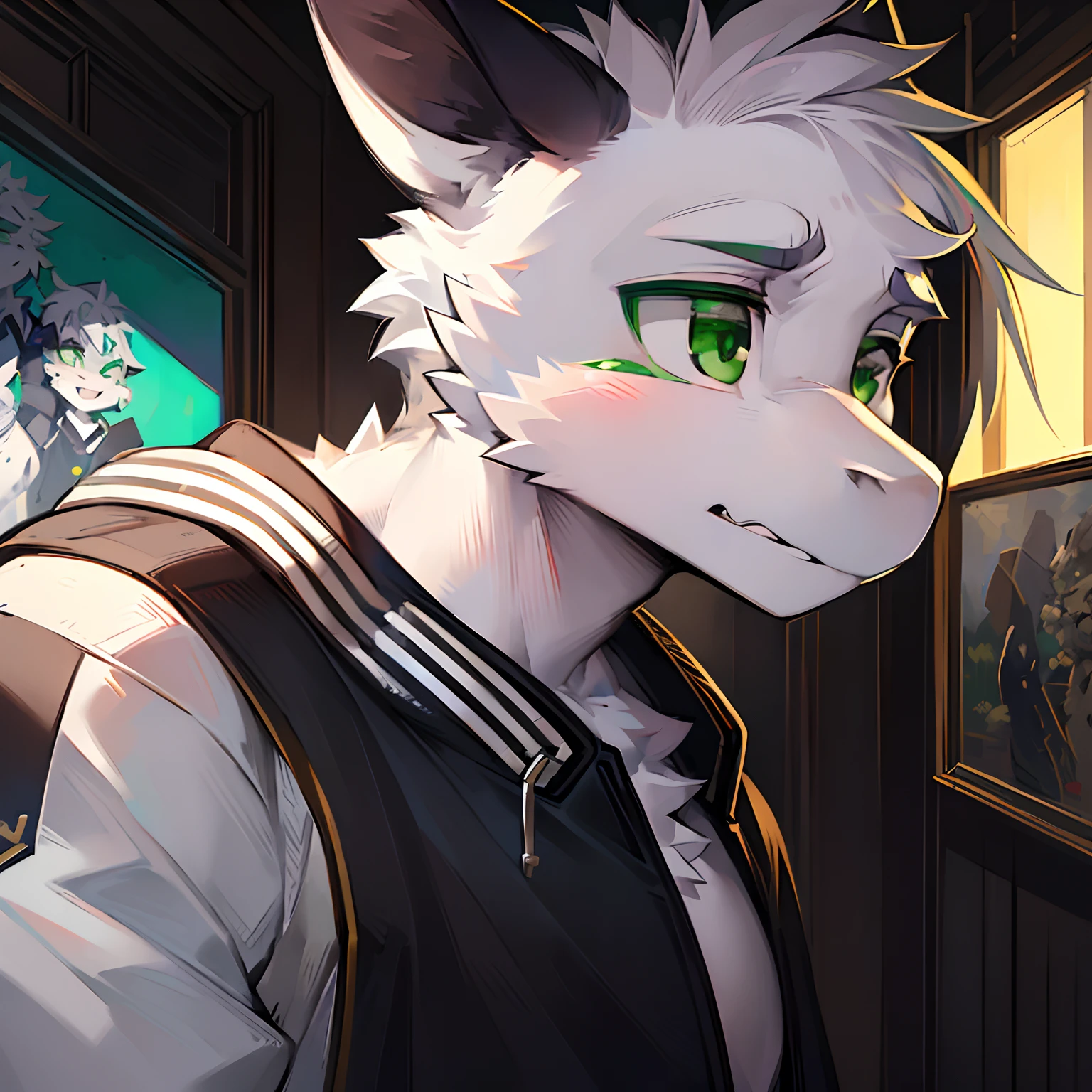 adult,white white tiger,long hair,Hotel room background,술에intoxication,intoxication,soft penis,naked,gray scarf,Smiling face,embarrassed,drooling