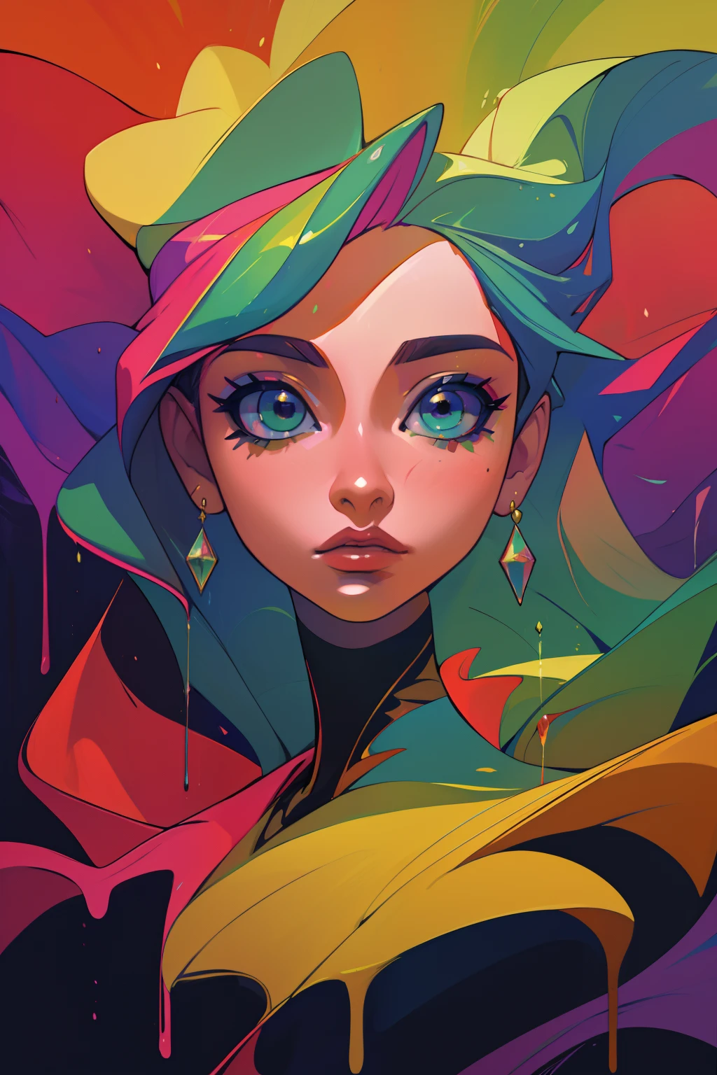 (master part, Qualidade Superior, best quality, Arte Oficial, abstract aesthetics),NSFW,sozinho,(1girl),corpo inteiro,uma mulher com batom esmeralda claro,cor esmeralda brilhante e verde,psychedelic colors dripping,seios,O melhor do Behance,inspirado em Alberto Seveso,arte digital suave,arte do behance,arte digital impressionante,Beautiful acrylic fluid portrait,cgsociety cores saturadas,artes digitais fotorrealistas,Arte digital em alta,Arte digital surrealista,pintura digital brilhante,fotografia de moda digital requintada,UHD,pele colorida,