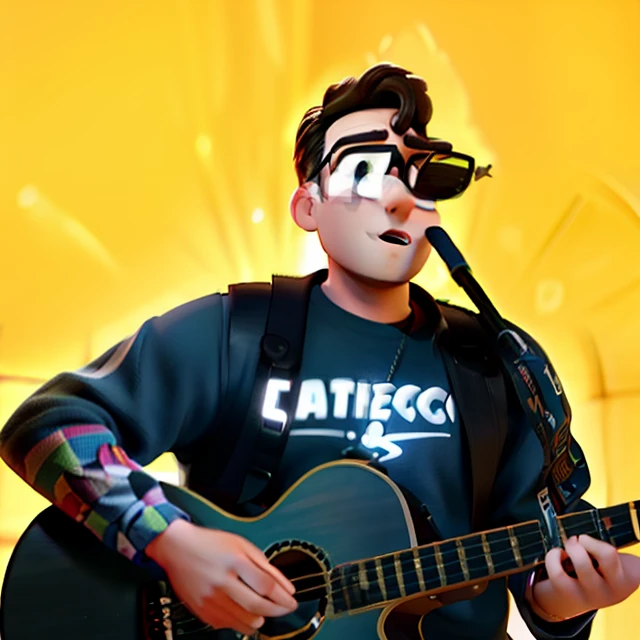 A musician's concert in the Disney Pixar-style church