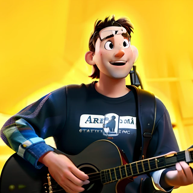 A musician's concert in the Disney Pixar-style church