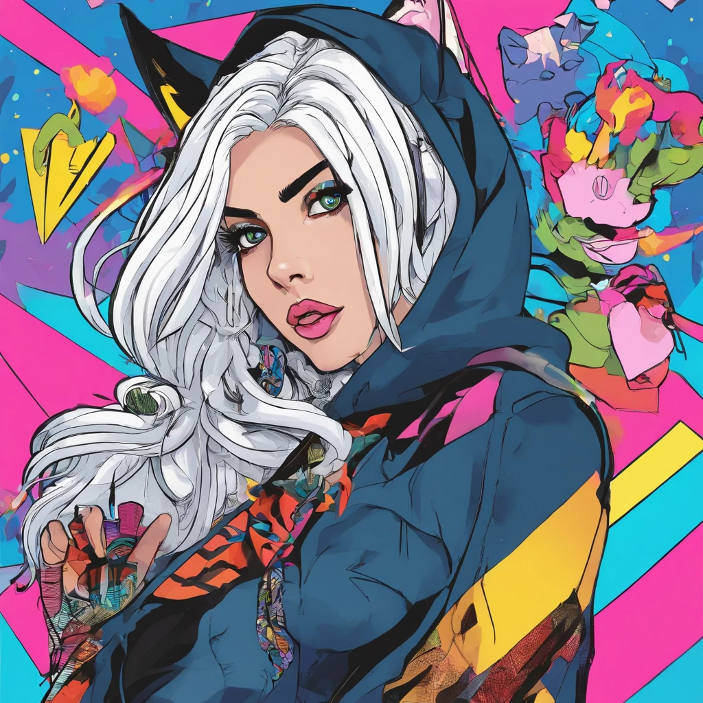 male, has Long white hair, has wolf ears, has wolf tail, has blue eyes, wearing denim short shorts, thigh high fishnets, black combat boots, wearing cropped black hoodie, flat chest, super flat chest, solo femboy, only one femboy ((FLAT CHEST)) (ALONE)(SOLO) Alone, solo, wide hips, thicc thighs, male, is male
