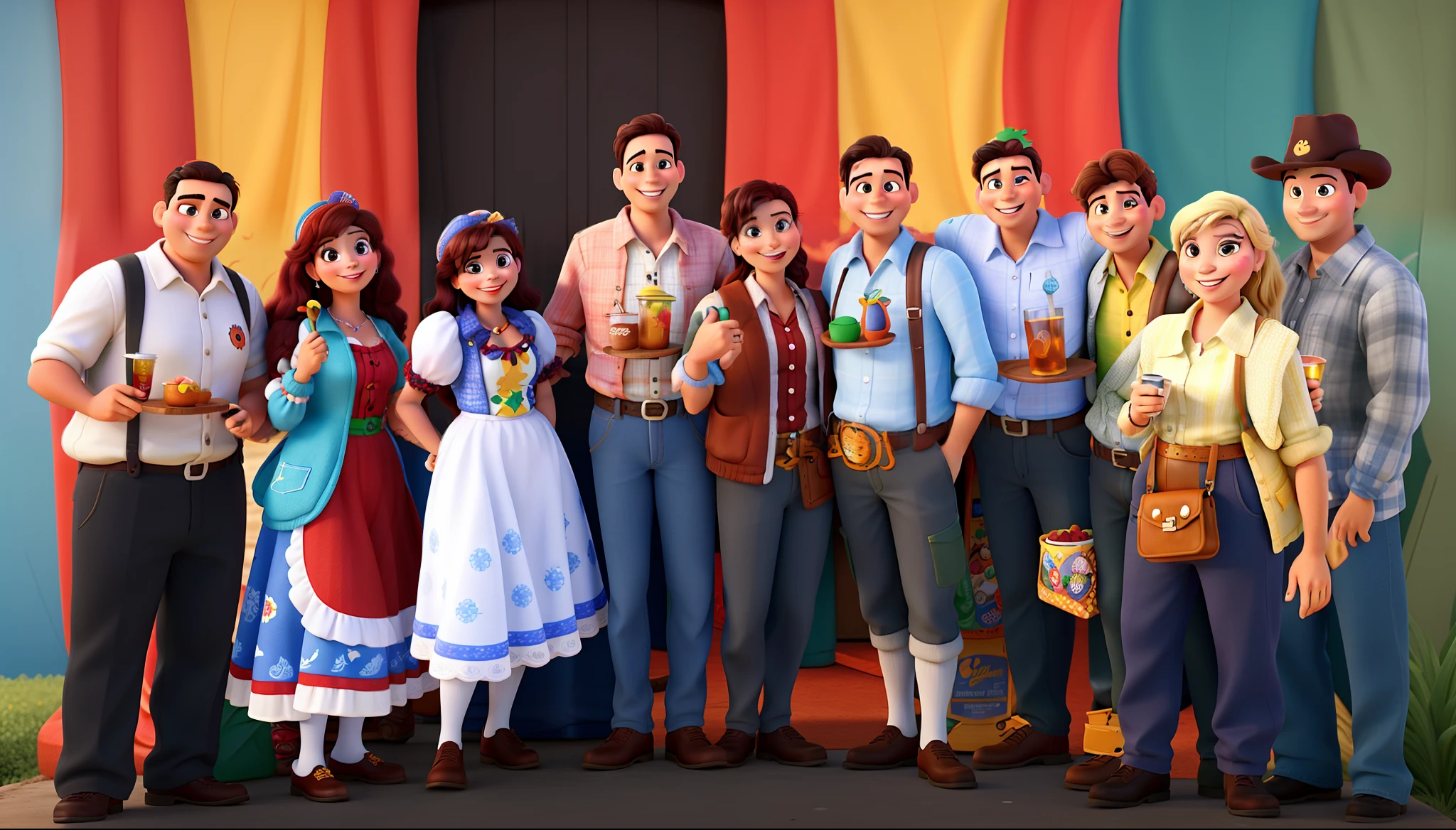 pessoas estilo disney pixar em comemorando em festa Oktoberfest alta qualidade, melhor qualidade