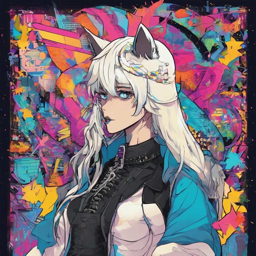 male, has Long white hair, has wolf ears, has wolf tail, has blue eyes, wearing denim short shorts, thigh high fishnets, black combat boots, wearing cropped black hoodie, flat chest, super flat chest, solo femboy, only one femboy ((FLAT CHEST)) (ALONE)(SOLO) Alone, solo, wide hips, thicc thighs, male, is male