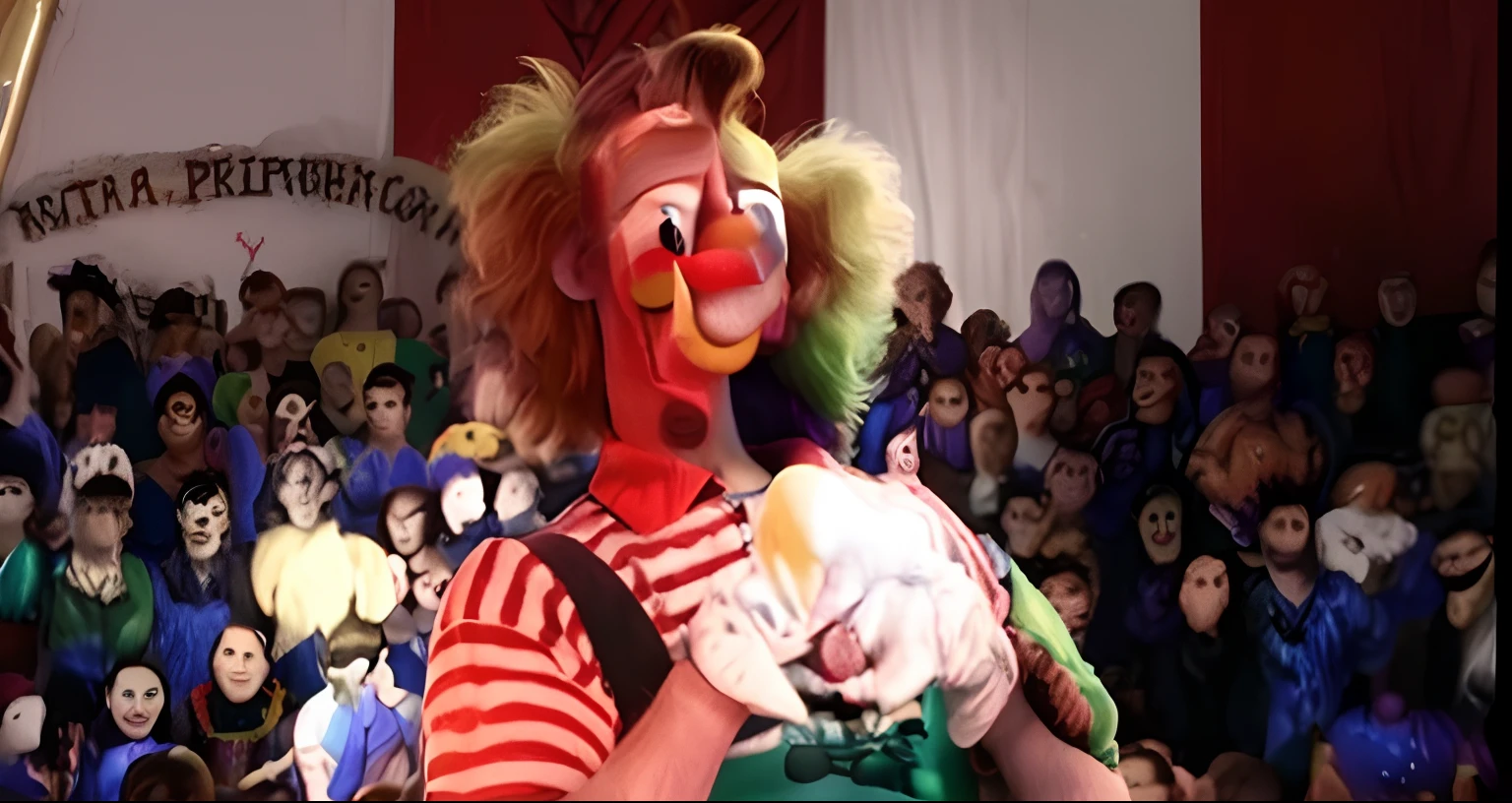 The Clown Batatinha in RTP's Alegria Program in Disney Pixar style, alta qualidade, melhor qualidade