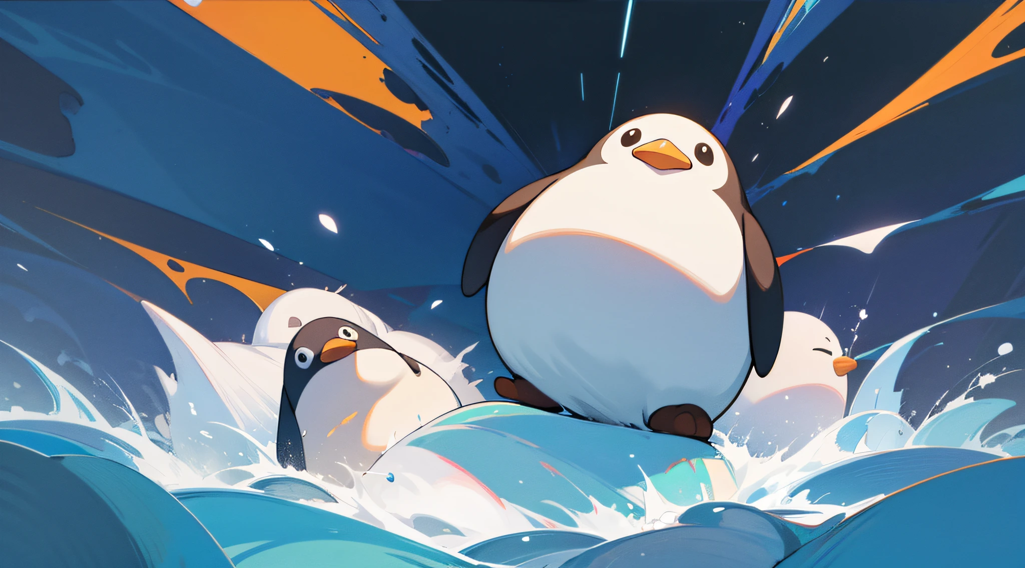 pinguino animado sentado