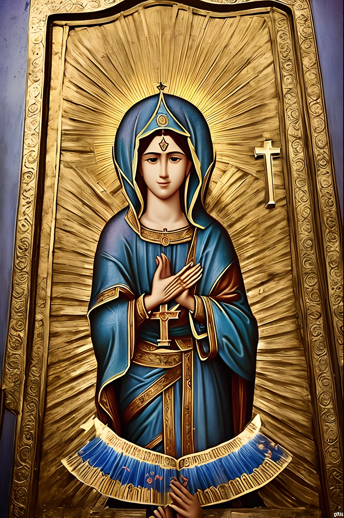 Imagem de nossa senhora de guadalupe no estilo Disney Pixar com letreiro