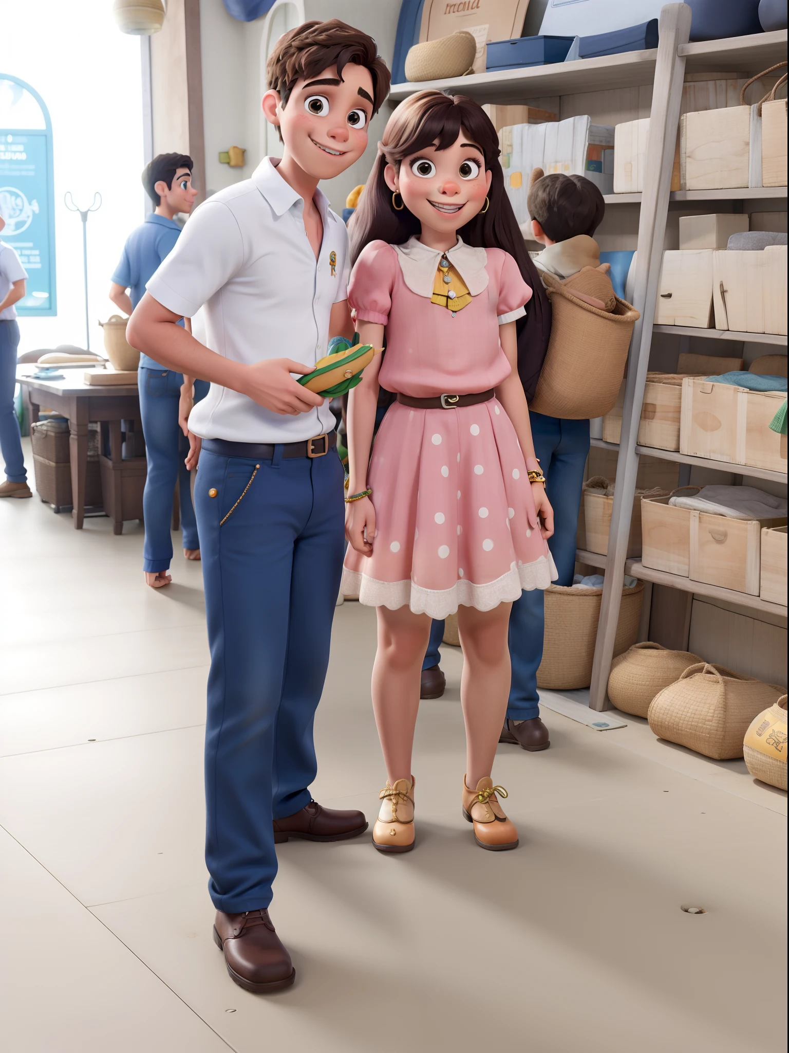 Um garoto e garota estilo Disney puxar, alta qualidade, melhor qualidade